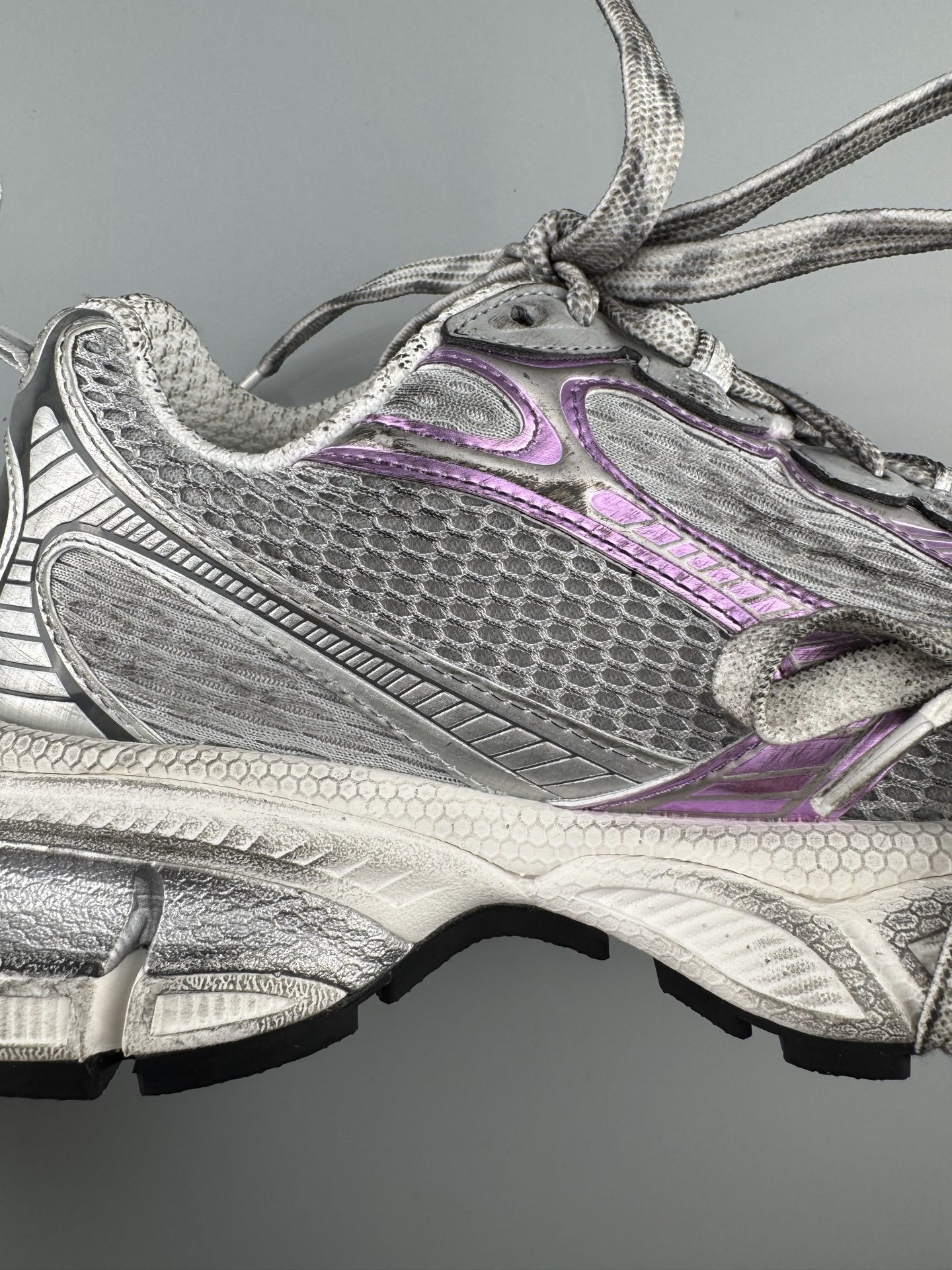 Balenciaga 3XL White & Purple Women’s Sneaker XXXL Premium quality from original factory molds. Made with authentic mesh and microfiber materials identical to the official source — ensuring perfect structure and texture. - Image 10