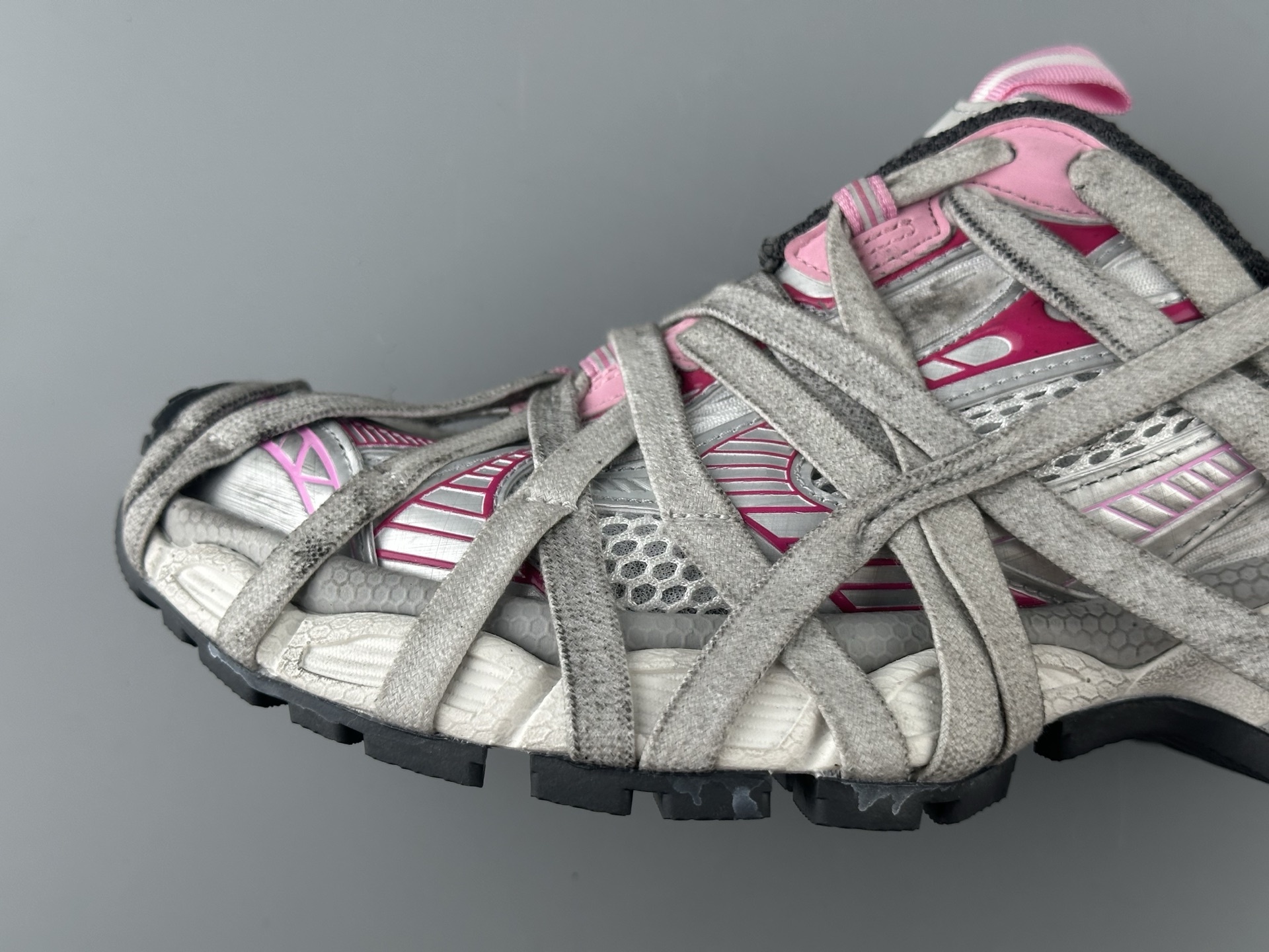 Balenciaga 3XL Silver-Pink Lace-Up Sneaker XXXL β Paris Fashion House - Image 8
