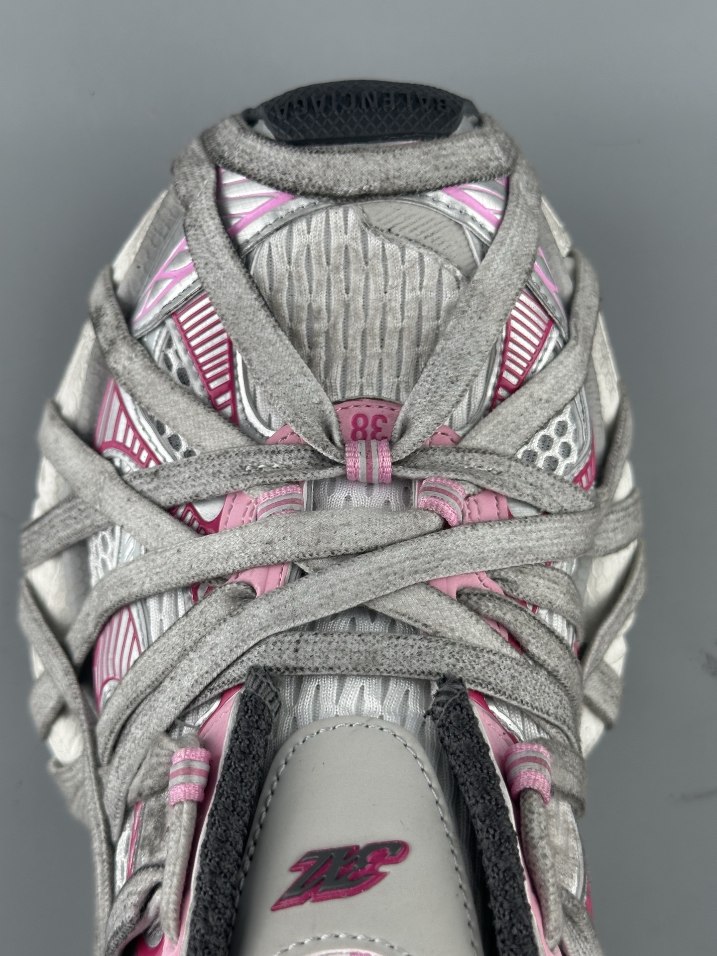 Balenciaga 3XL Silver-Pink Lace-Up Sneaker XXXL β Paris Fashion House - Image 9