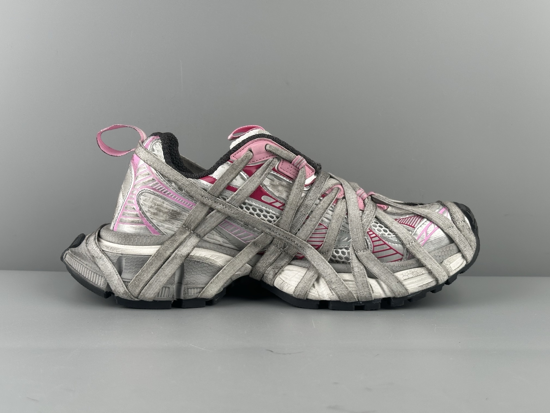 Balenciaga 3XL Silver-Pink Lace-Up Sneaker XXXL β Paris Fashion House - Image 13