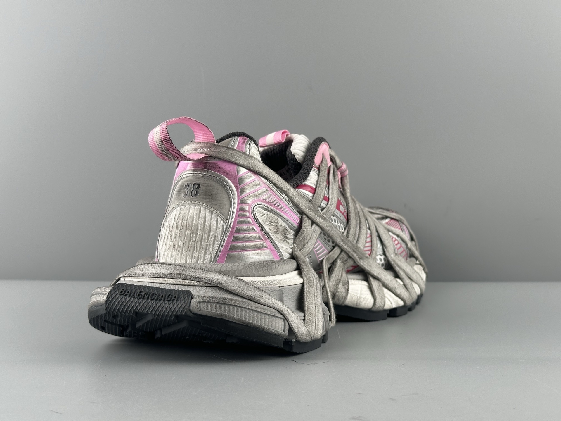 Balenciaga 3XL Silver-Pink Lace-Up Sneaker XXXL β Paris Fashion House - Image 14