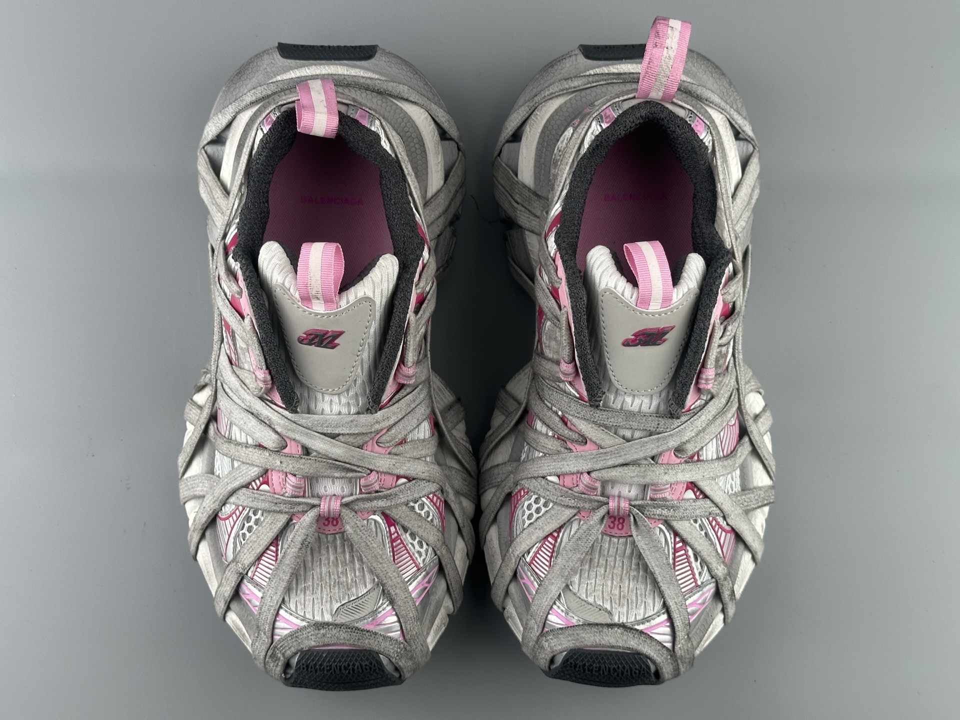Balenciaga 3XL Silver-Pink Lace-Up Sneaker XXXL β Paris Fashion House - Image 15