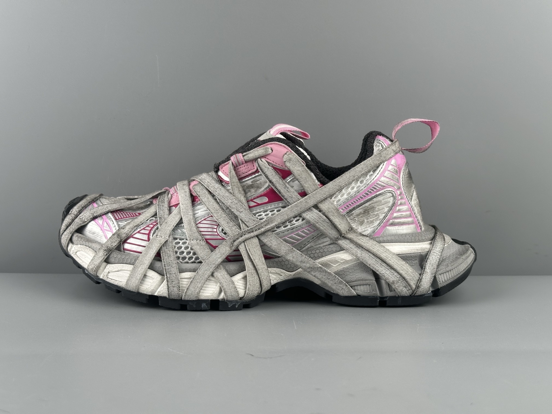 Balenciaga 3XL Silver-Pink Lace-Up Sneaker XXXL β Paris Fashion House