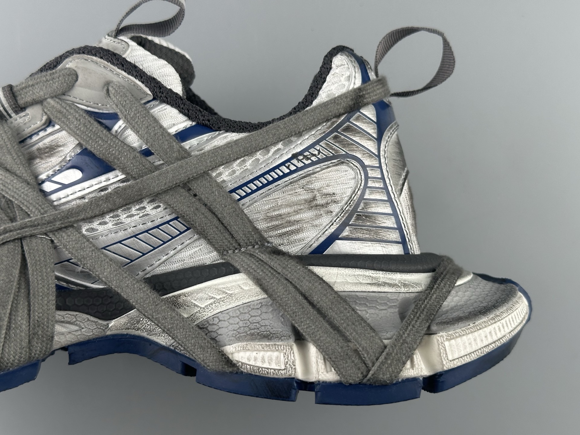 Balenciaga 3XL White & Blue Lace-Up Sneaker XXXL β Paris Fashion House - Image 2