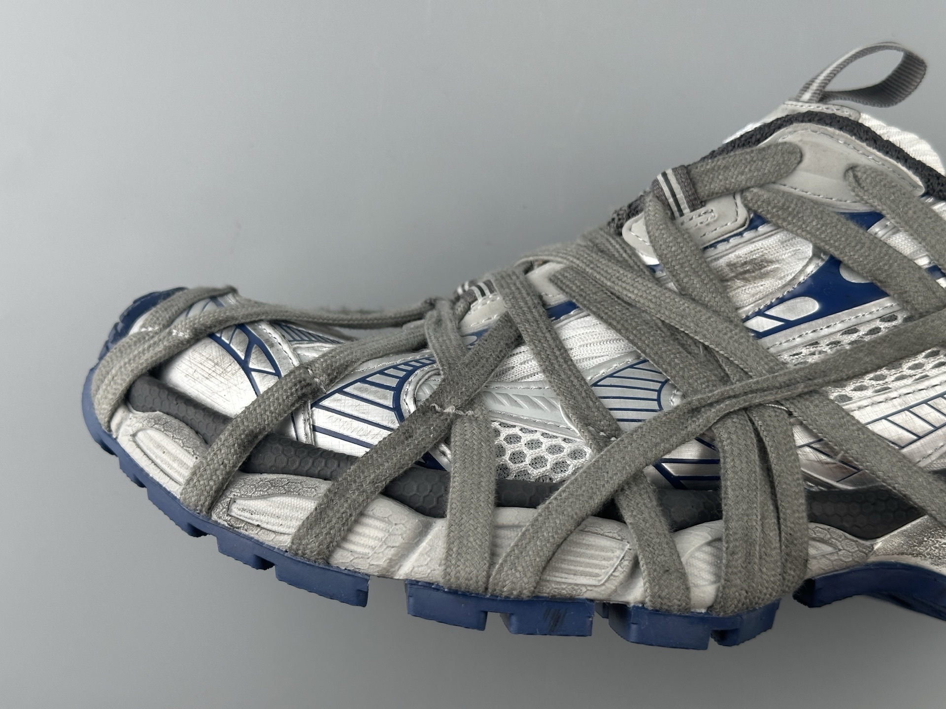 Balenciaga 3XL White & Blue Lace-Up Sneaker XXXL β Paris Fashion House - Image 3