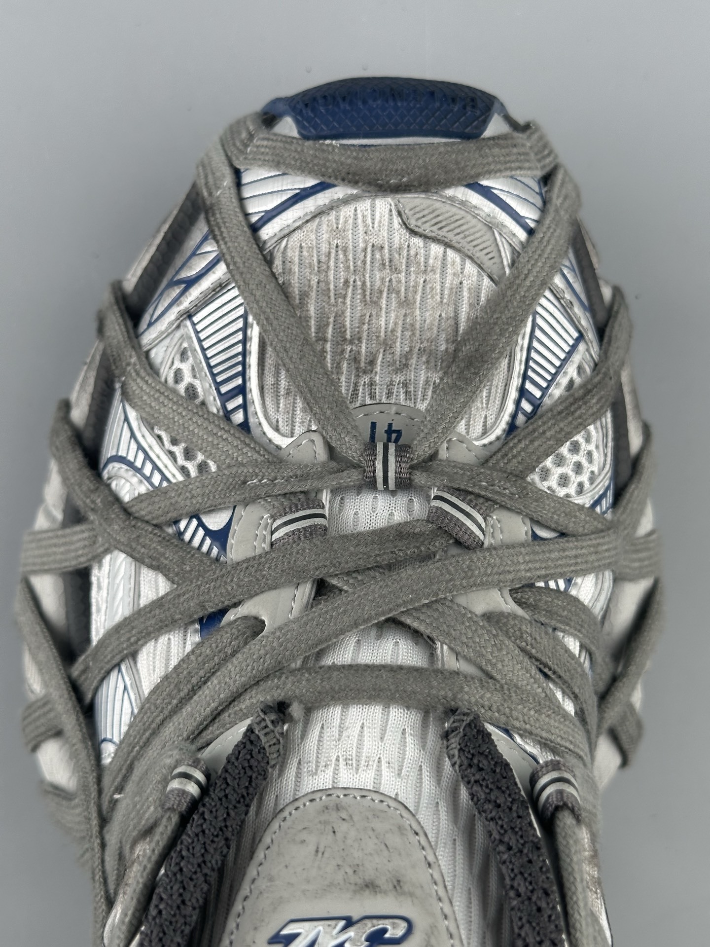 Balenciaga 3XL White & Blue Lace-Up Sneaker XXXL β Paris Fashion House - Image 8