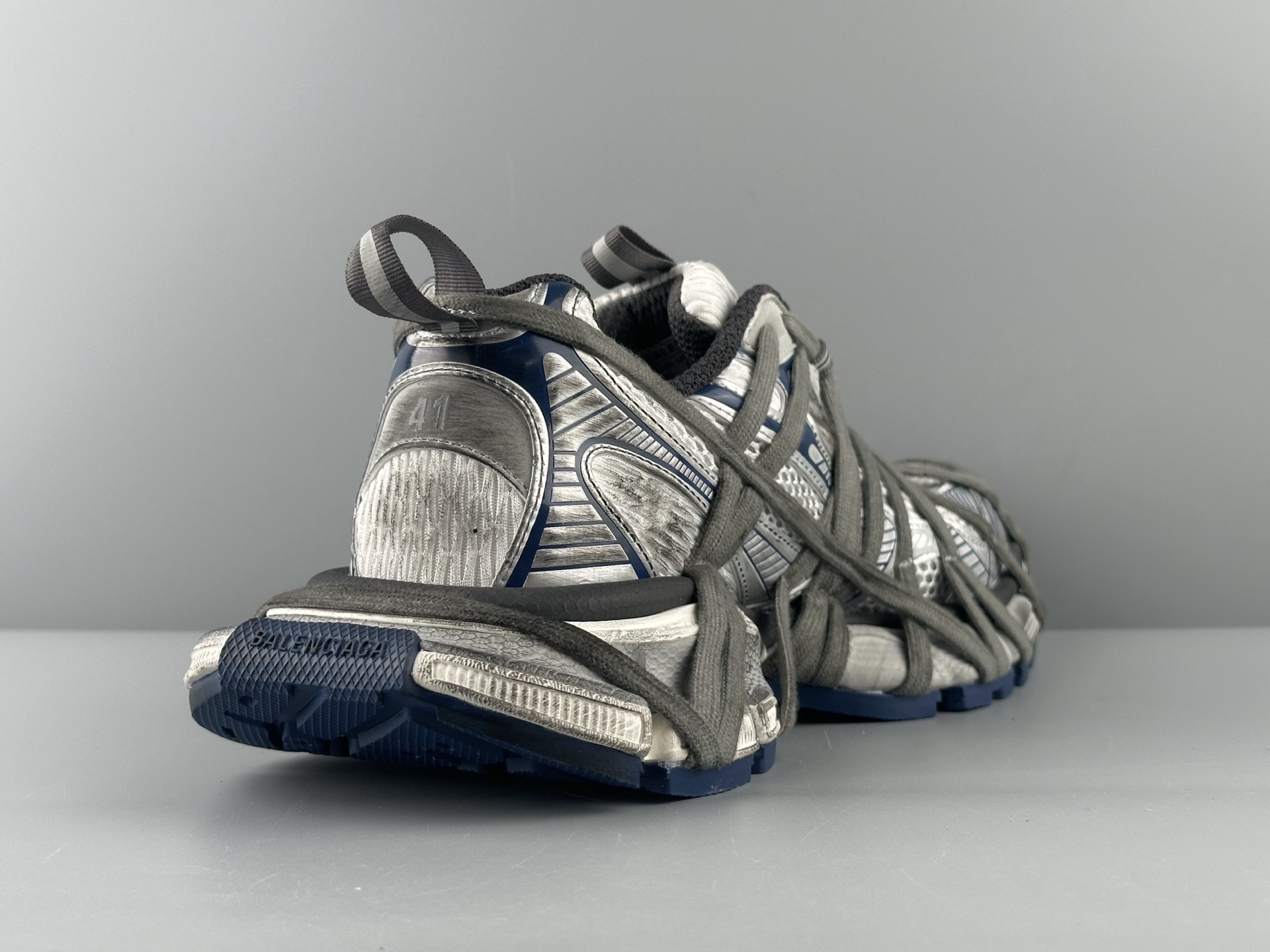 Balenciaga 3XL White & Blue Lace-Up Sneaker XXXL β Paris Fashion House - Image 12