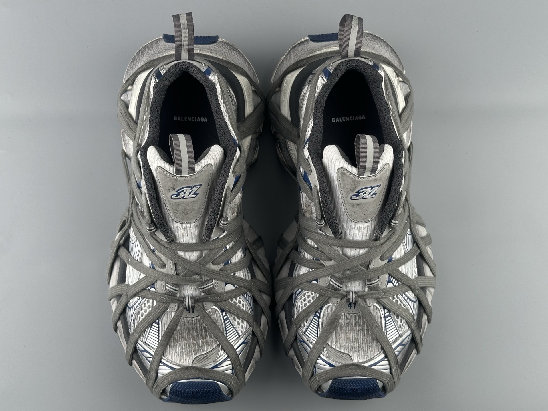 Balenciaga 3XL White & Blue Lace-Up Sneaker XXXL β Paris Fashion House - Image 13