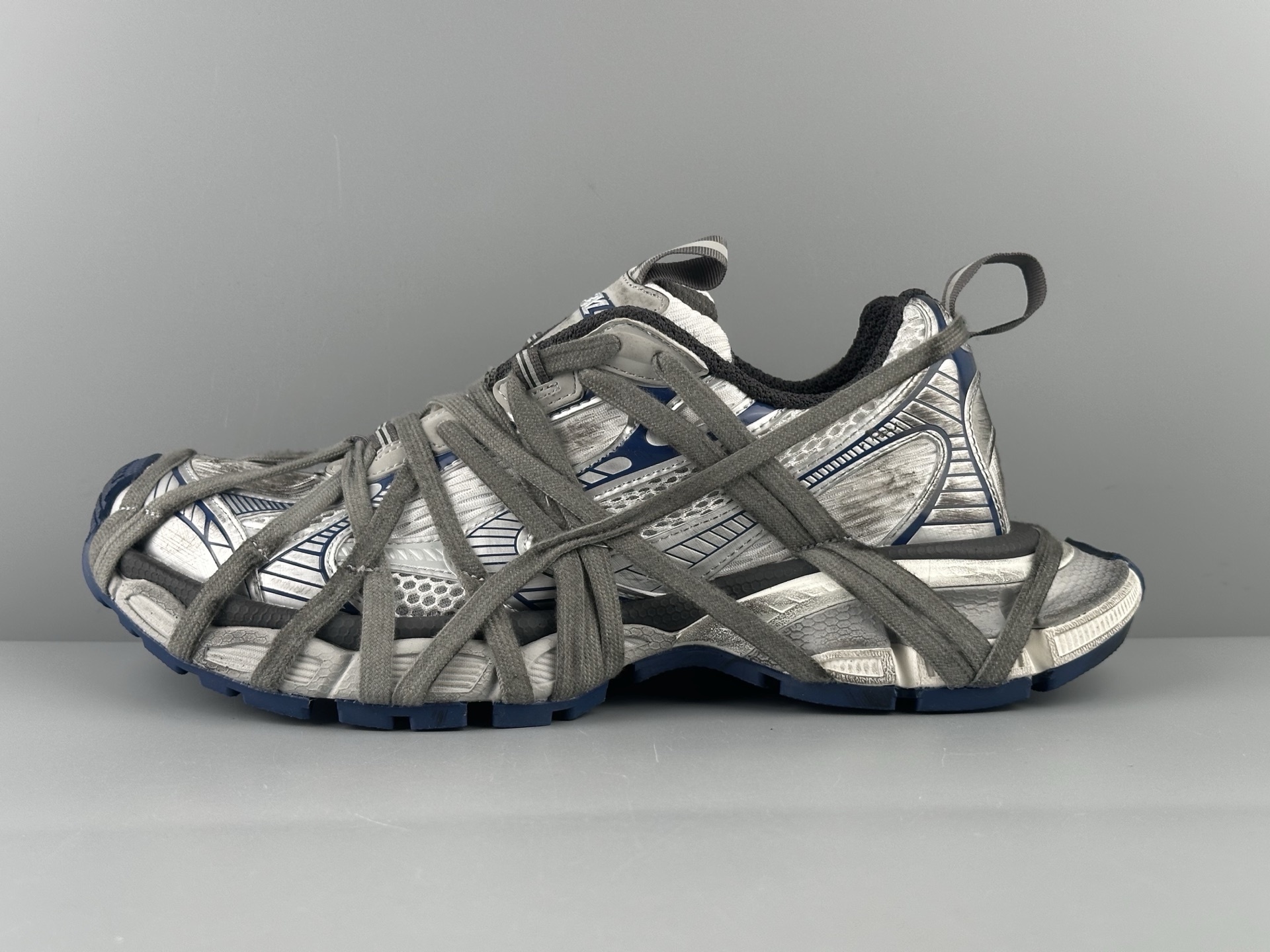 Balenciaga 3XL White & Blue Lace-Up Sneaker XXXL β Paris Fashion House