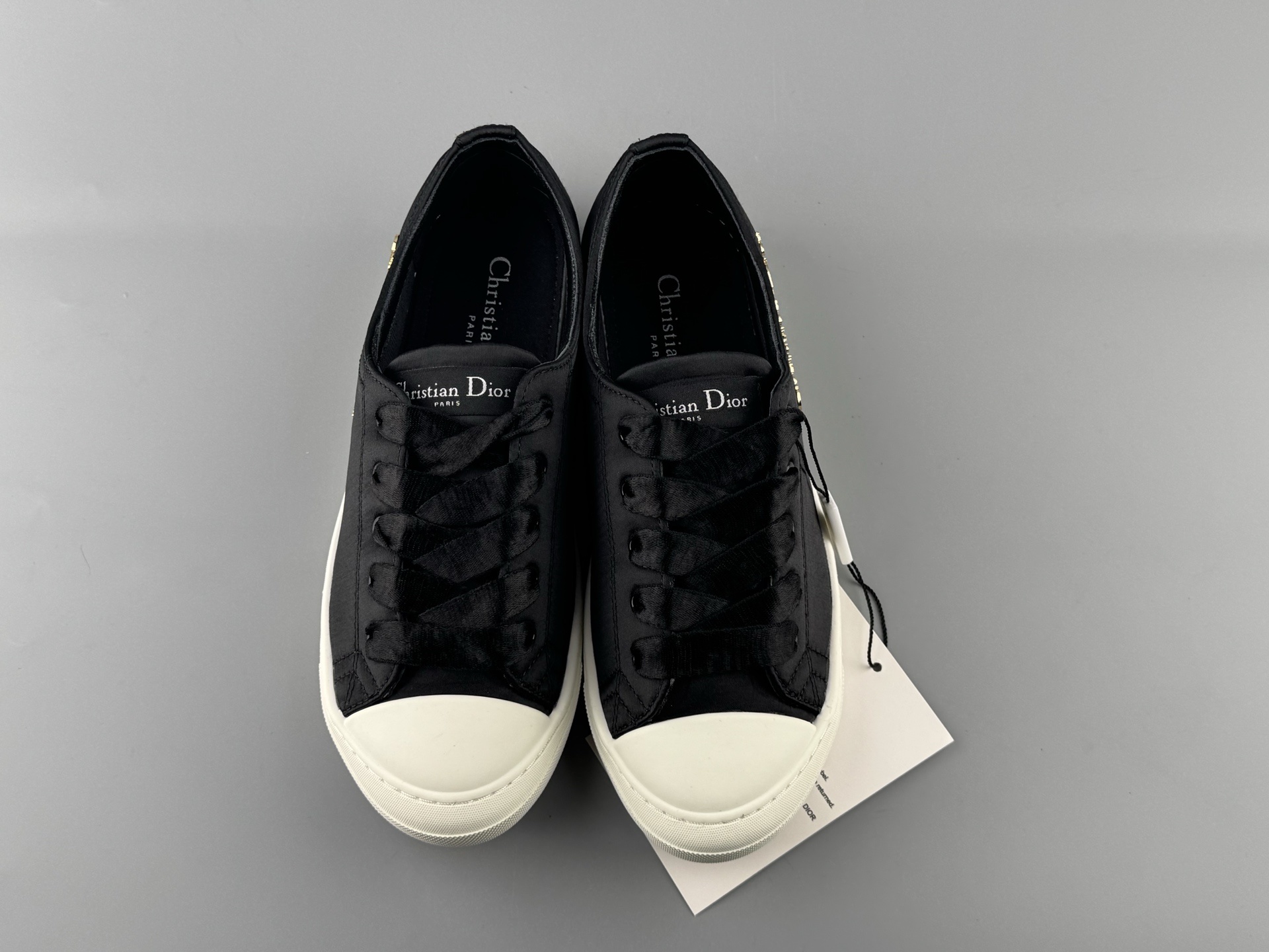 DIOR Dioriviera Lucky Satin Round-Toe Lace-Up Low-Top Sneakers for Women - Image 4
