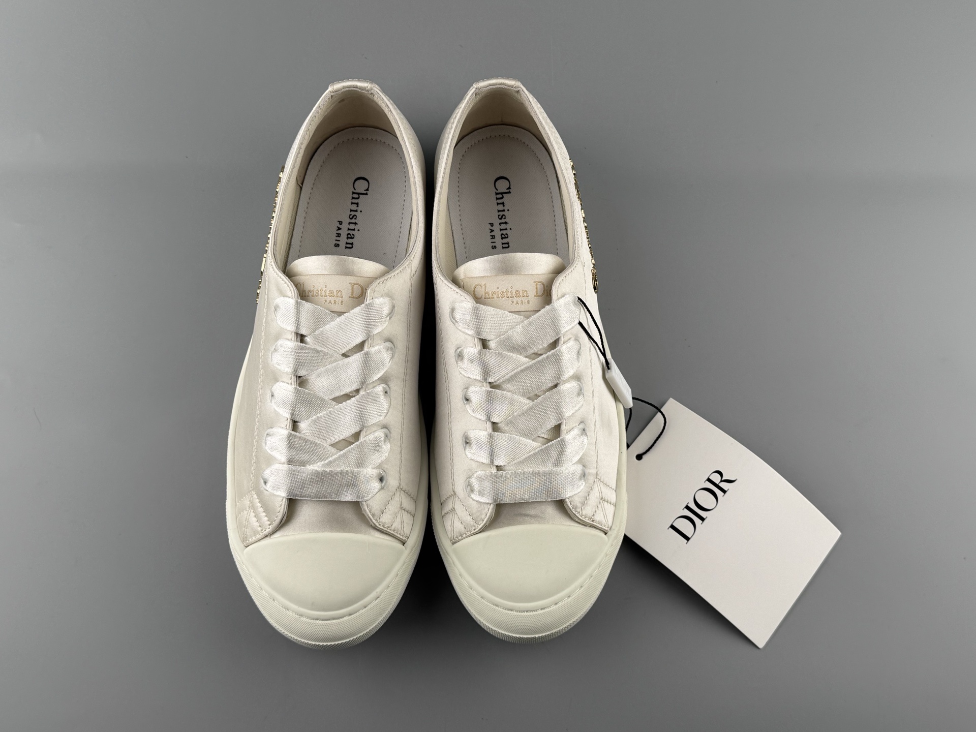 DIOR Dioriviera Lucky Satin Round-Toe Lace-Up Low-Top Sneakers for Women - Image 3