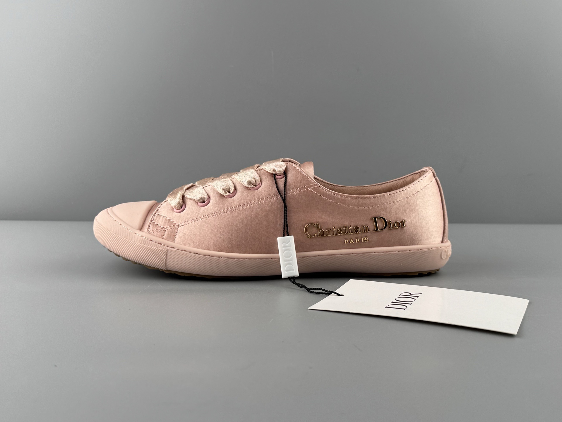 DIOR Dioriviera Lucky Satin Round-Toe Lace-Up Low-Top Sneakers for Women