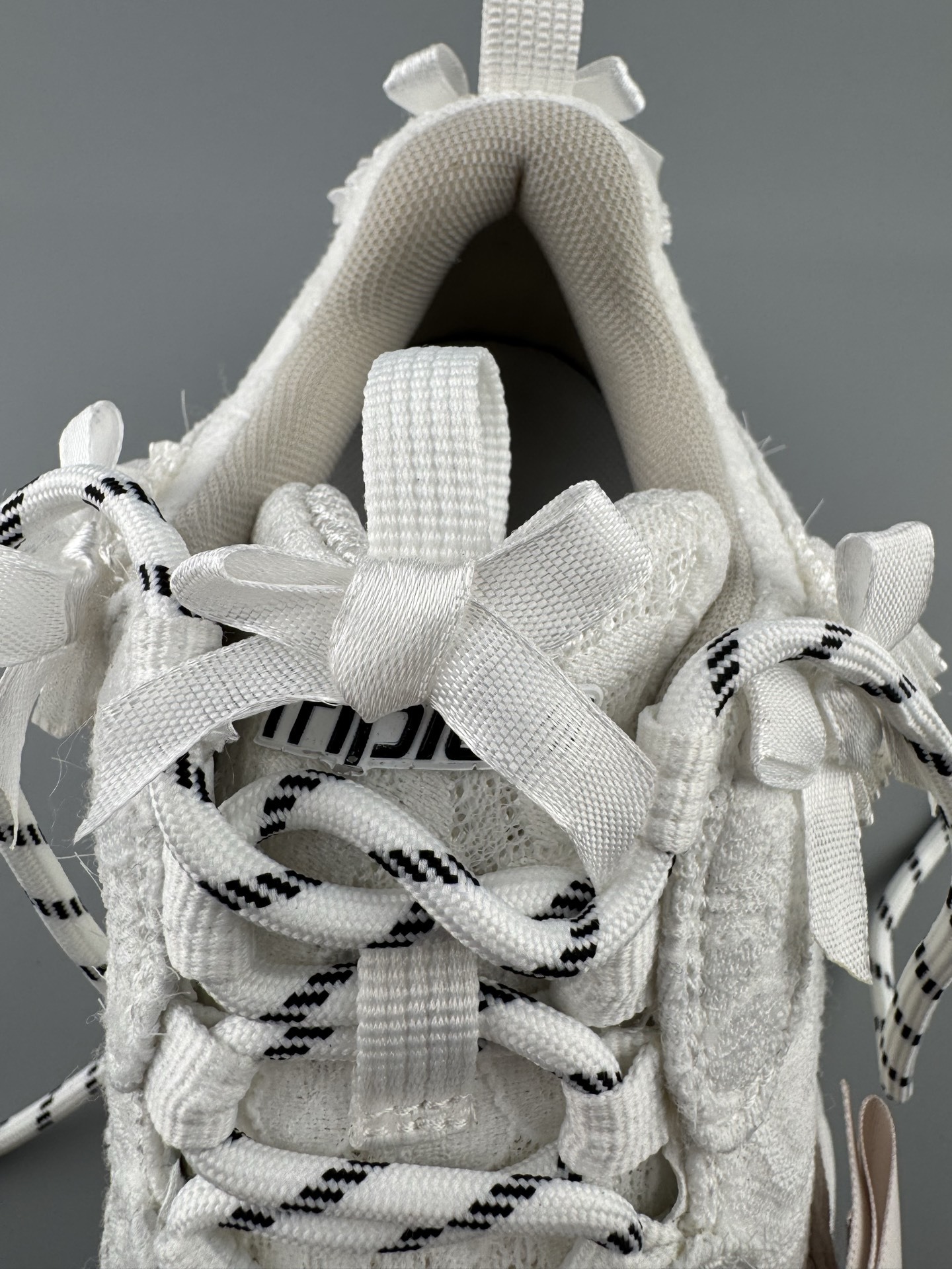 Balenciaga Triple S Round-Toe Lace-Up Sneakers with Satin Bow Detail. Women’s Low-Top “Dad Shoe” in White - Image 6