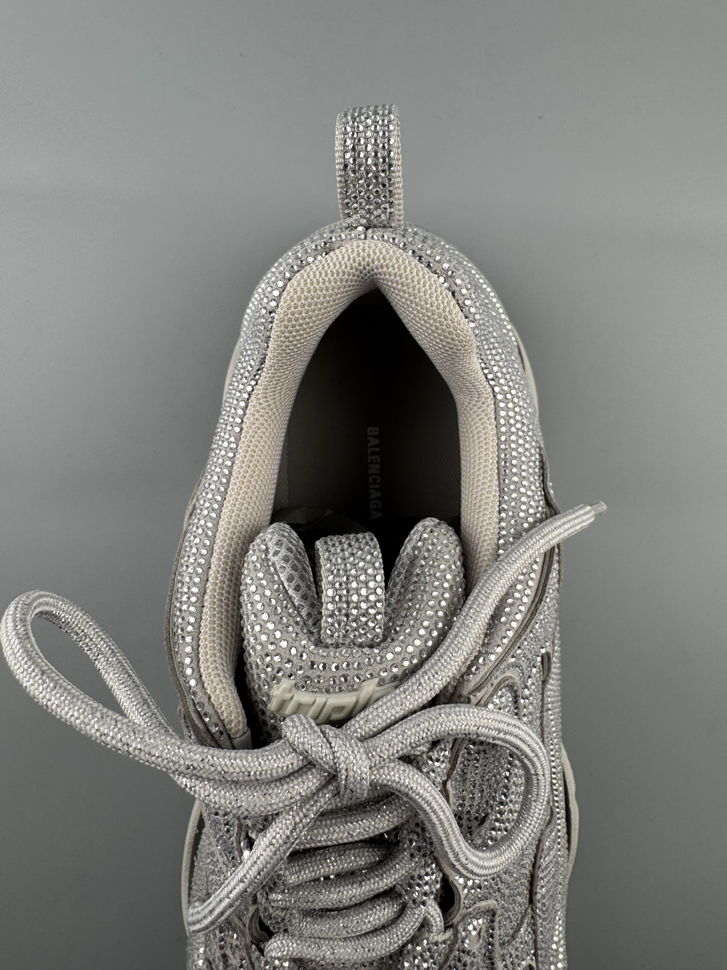 Balenciaga Triple S Round-Toe Lace-Up Sneakers with Satin Bow Detail. Women’s Low-Top “Dad Shoe” in White - Image 6