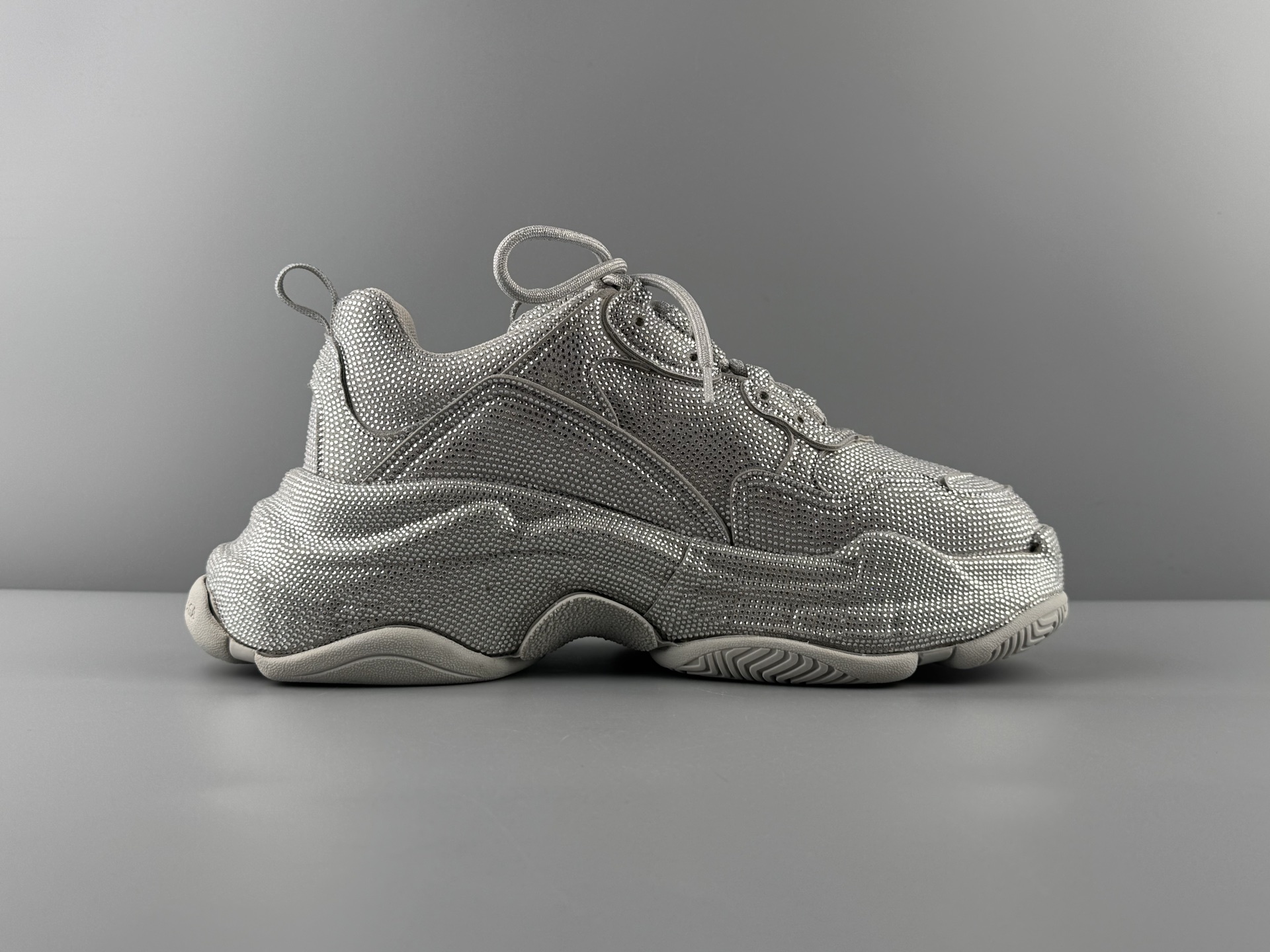 Balenciaga Triple S Round-Toe Lace-Up Sneakers with Satin Bow Detail. Women’s Low-Top “Dad Shoe” in White - Image 7