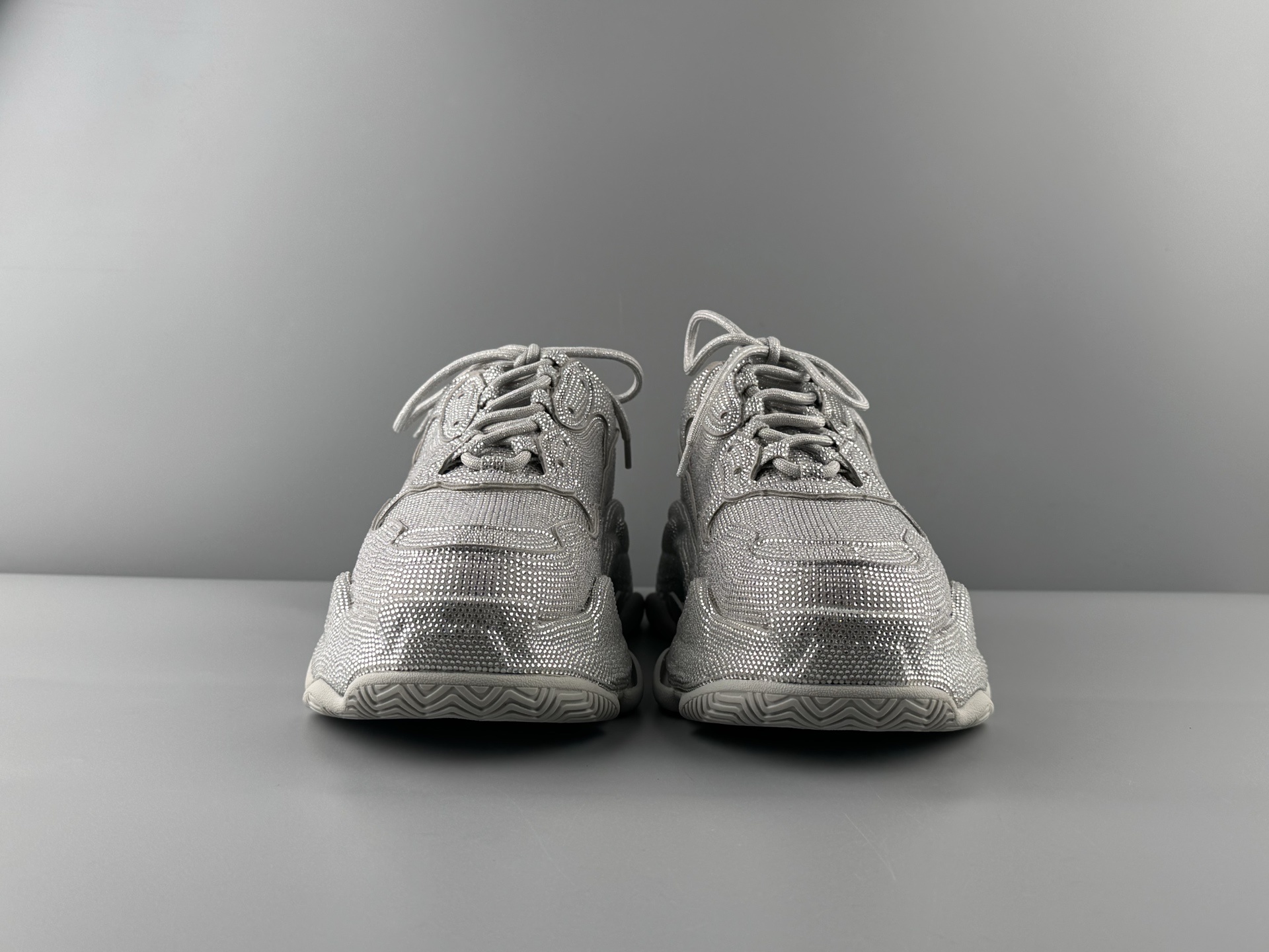 Balenciaga Triple S Round-Toe Lace-Up Sneakers with Satin Bow Detail. Women’s Low-Top “Dad Shoe” in White - Image 8