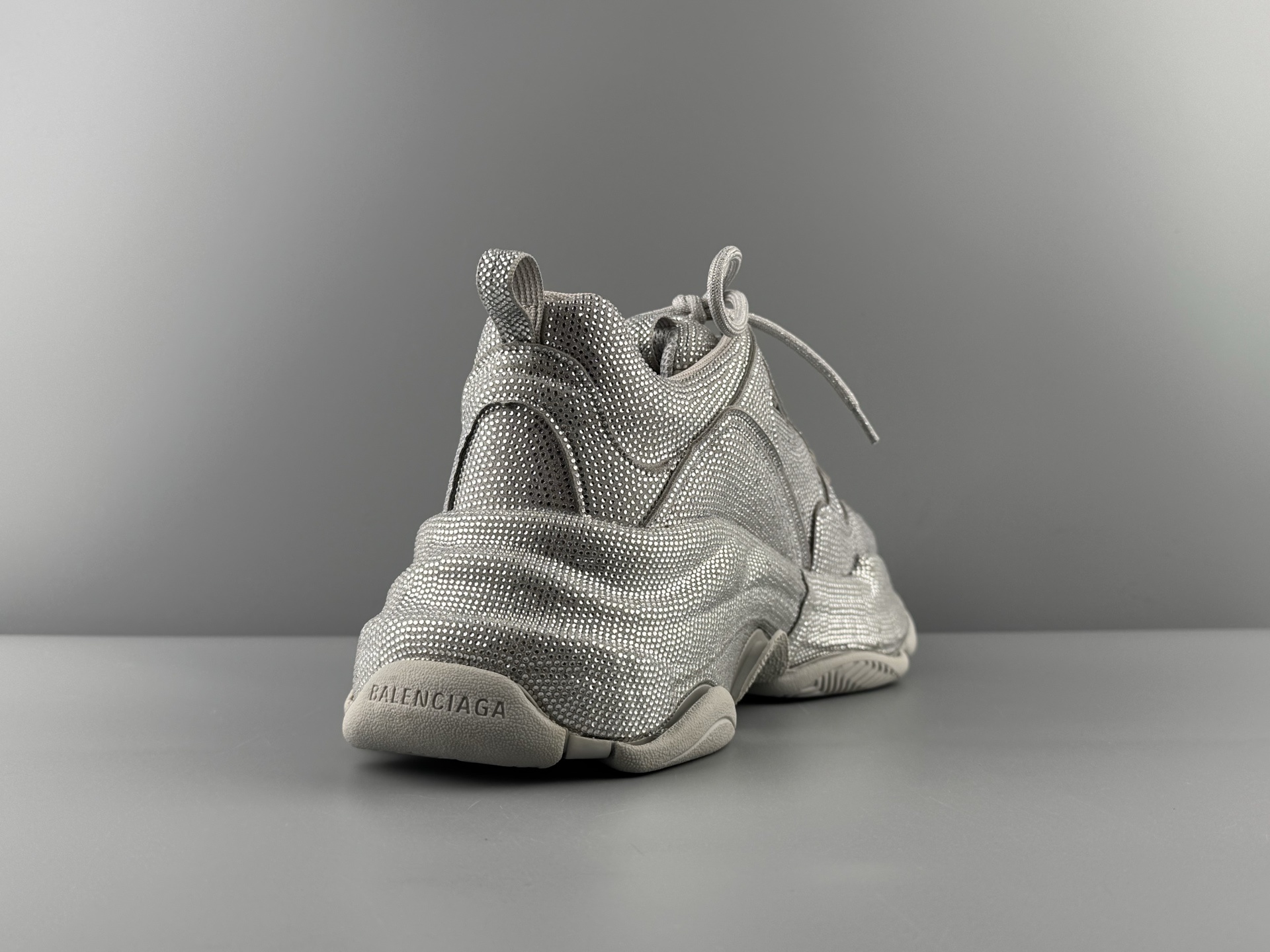 Balenciaga Triple S Round-Toe Lace-Up Sneakers with Satin Bow Detail. Women’s Low-Top “Dad Shoe” in White - Image 9