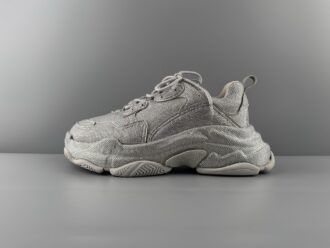 Balenciaga Triple S Round-Toe Lace-Up Sneakers with Satin Bow Detail. Women’s Low-Top “Dad Shoe” in White