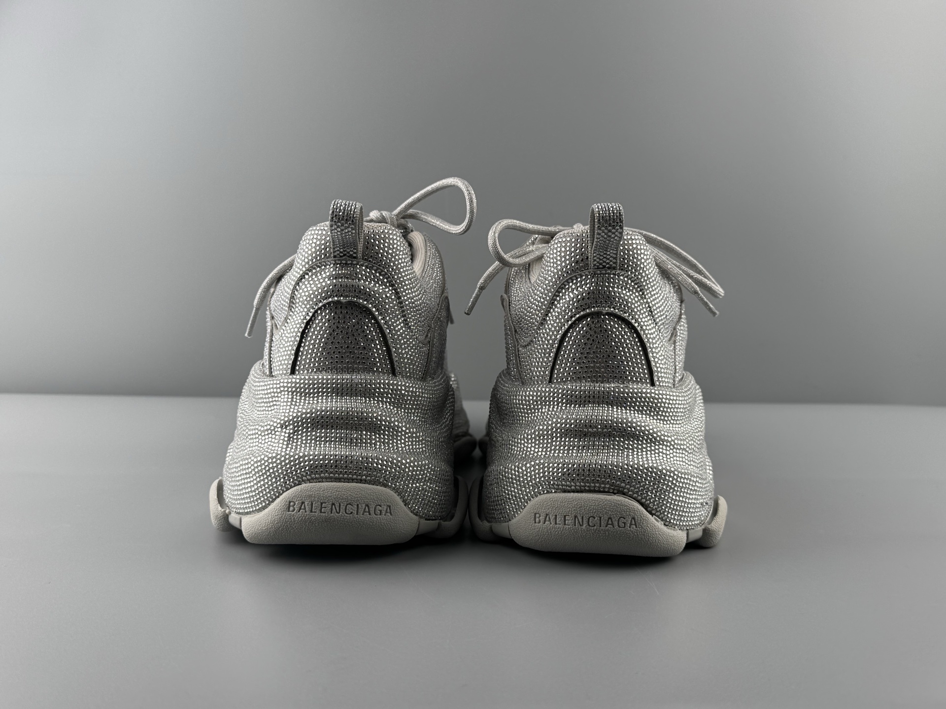 Balenciaga Triple S Round-Toe Lace-Up Sneakers with Satin Bow Detail. Women’s Low-Top “Dad Shoe” in White - Image 11