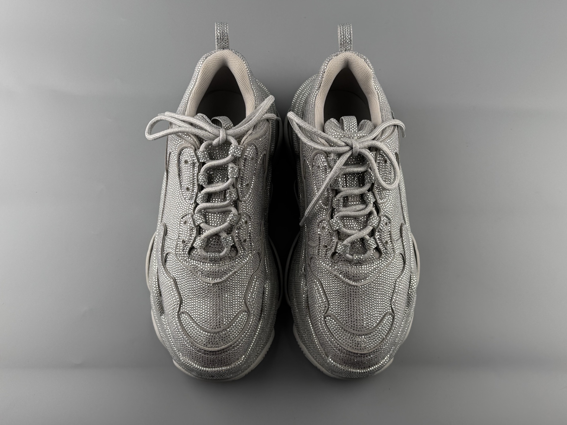 Balenciaga Triple S Round-Toe Lace-Up Sneakers with Satin Bow Detail. Women’s Low-Top “Dad Shoe” in White - Image 12