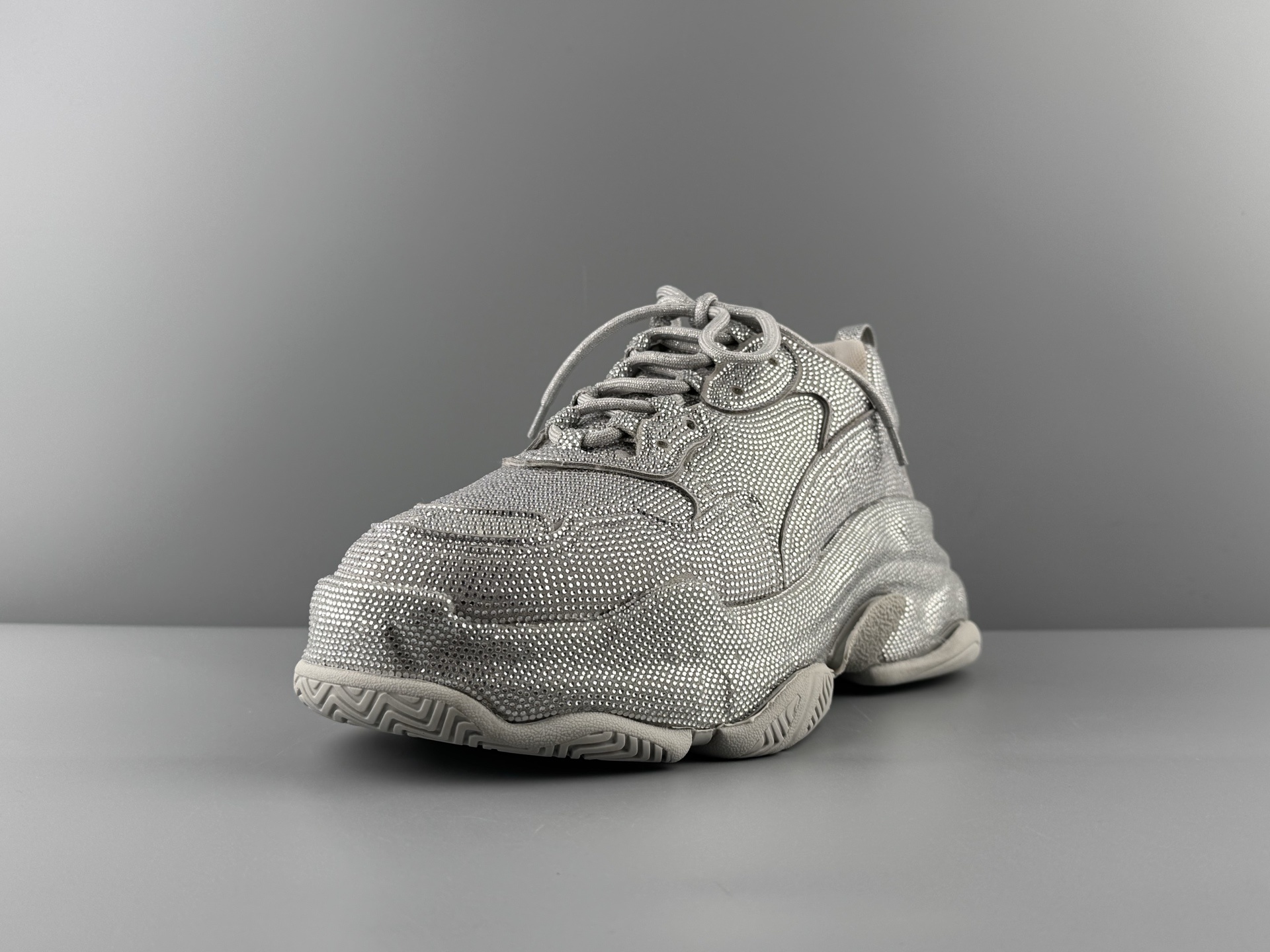 Balenciaga Triple S Round-Toe Lace-Up Sneakers with Satin Bow Detail. Women’s Low-Top “Dad Shoe” in White - Image 15