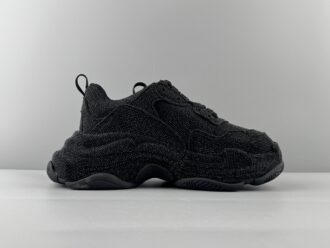 Balenciaga Triple S Round-Toe Lace-Up Sneakers with Satin Bow Detail. Women’s Low-Top “Dad Shoe” in White