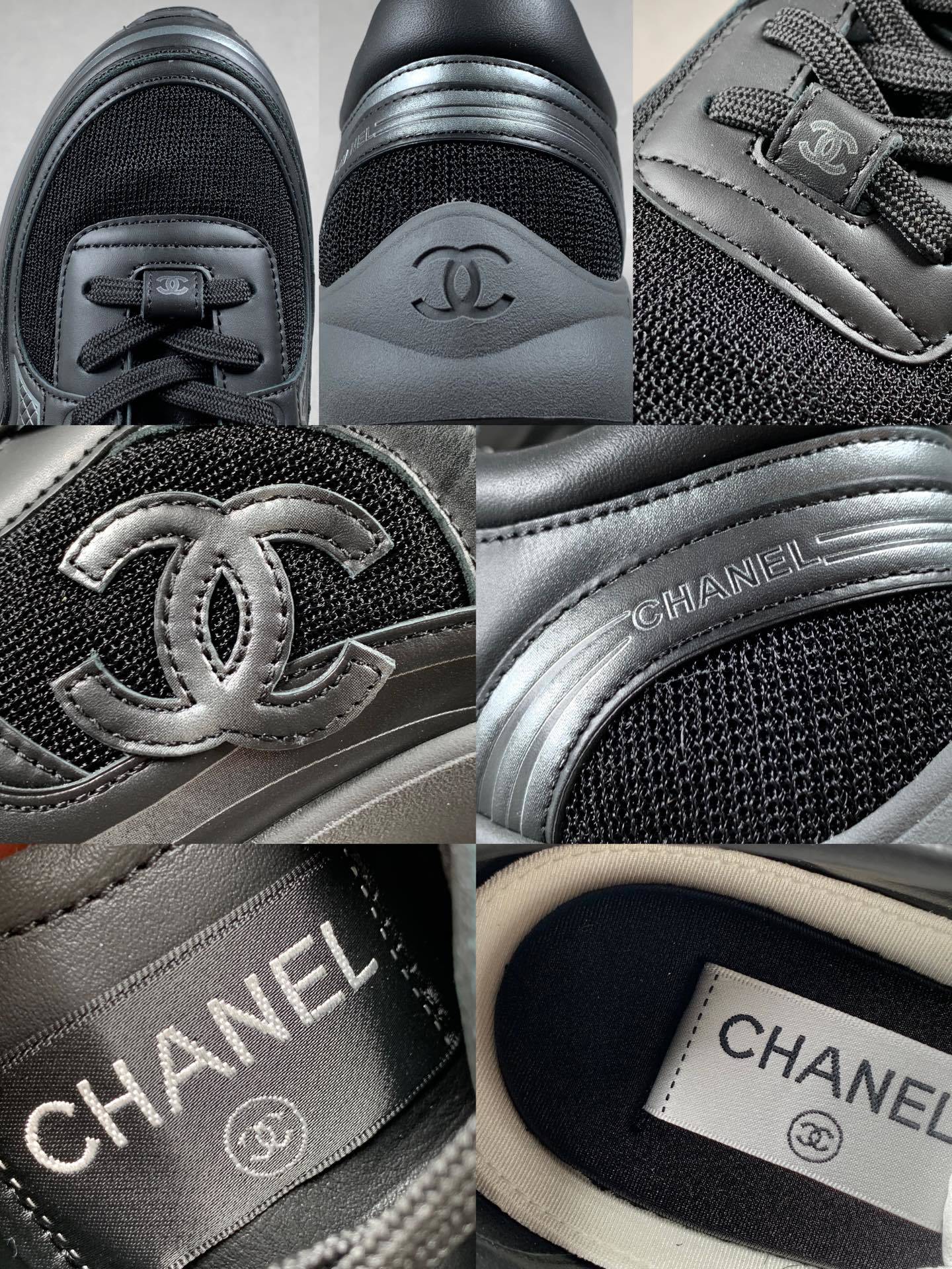 Dongding 35–45 CHANEL Small Fragrance 26C Calfskin Round-Toe Lace-Up Low-Top Casual Shoes (Unisex) – Black Item No.: G47012 B23027 U6225 Upper Material: Cowhide + special mesh fabric Lining: Sheepskin Outsole: TPU molded outsole Colors: White, Black Sizes: 35–45 - Image 4