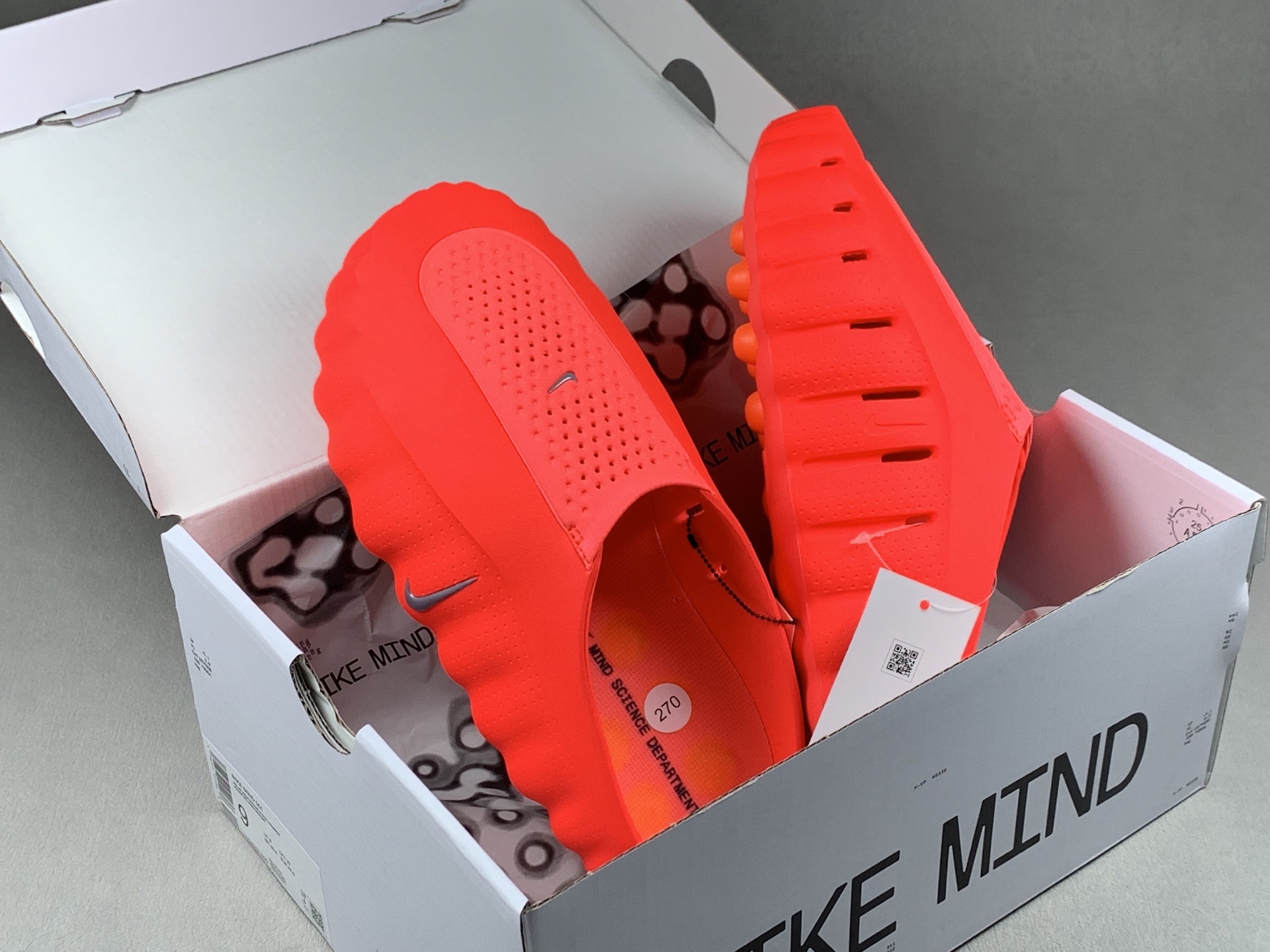 Nike Mind 001 Sail Red toe-post slide sandals with black-tech footbed, foot-massage sole, comfortable fit training shoes. Top-tier version with correct details 1:1 standard configuration combination sole MD soft midsole + gradient matte outsole - Image 8