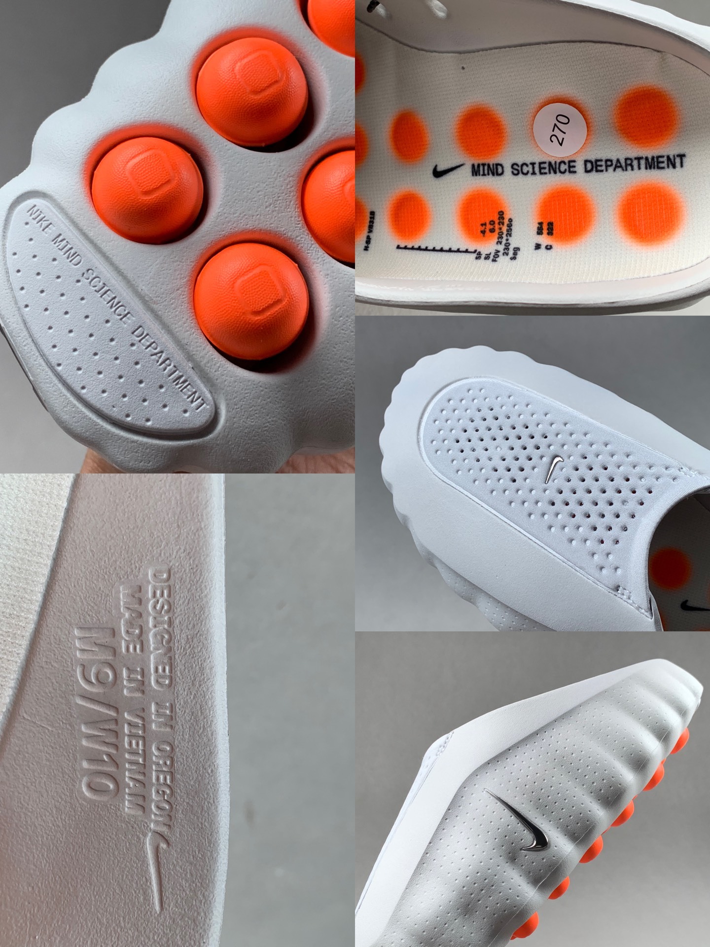 Nike Mind 001 Sail White-grey toe-post slide sandals with black-tech footbed, foot-massage sole, comfortable and snug-fitting training shoes. Top-tier version with accurate details 1:1 standard combination sole MD soft midsole + gradient matte outsole Ultra-high cleanliness and finishing - Image 6