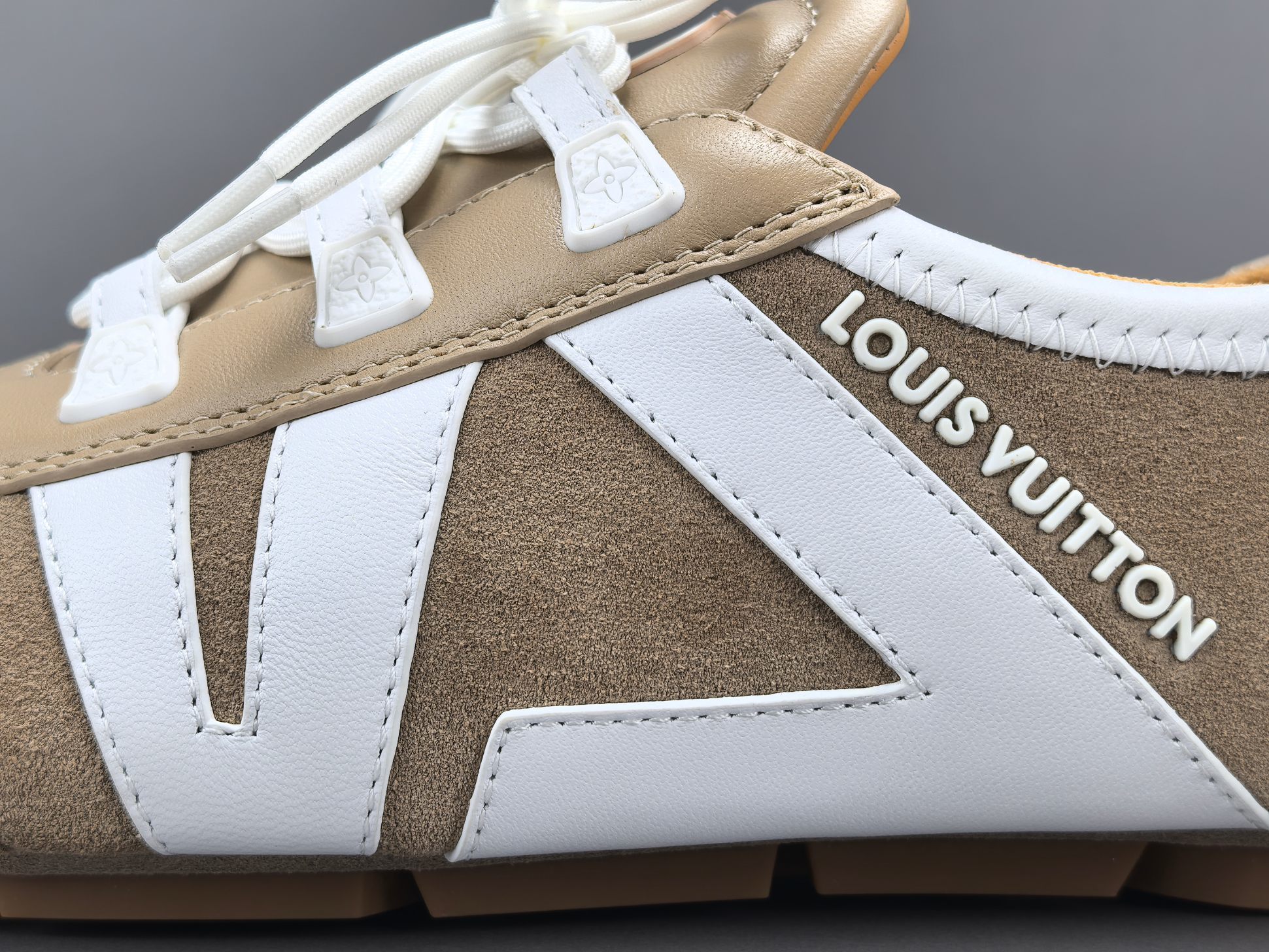 Louis Vuitton Sneakerina German trainer–style women’s shoes made from cowhide leather, featuring a round toe, lace-up closure, ballet-inspired design, thin sole, and low-top silhouette. Designed for everyday lifestyle and casual wear. - Image 4