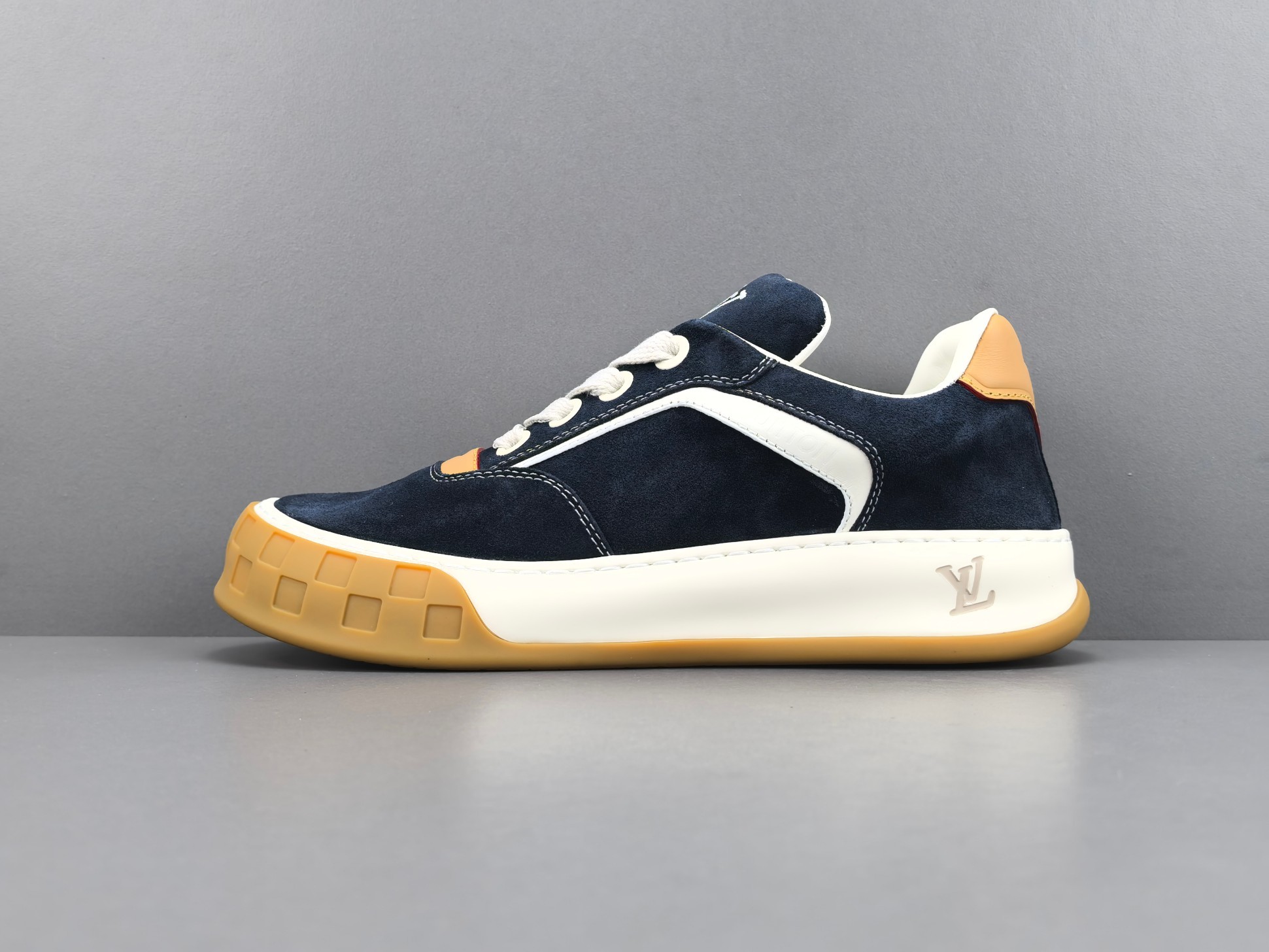 Louis Vuitton Tilted Men’s low-top skate-style sneakers made of suede calf leather, featuring a round toe and lace-up closure. Sizes: 39, 40, 41, 42, 43, 44, 45, 46 (Men’s) - Image 13