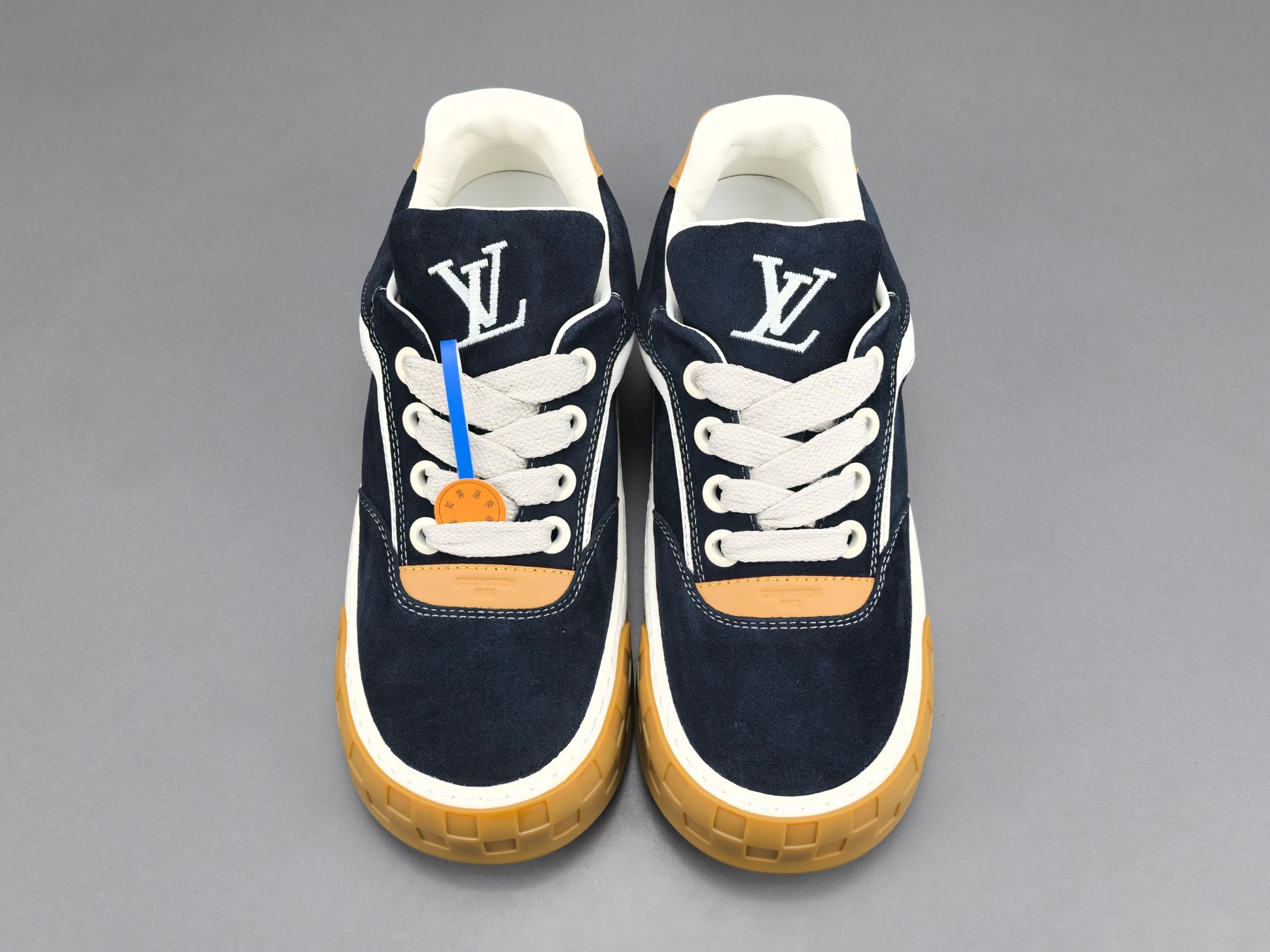 Louis Vuitton Tilted Men’s low-top skate-style sneakers made of suede calf leather, featuring a round toe and lace-up closure. Sizes: 39, 40, 41, 42, 43, 44, 45, 46 (Men’s) - Image 15