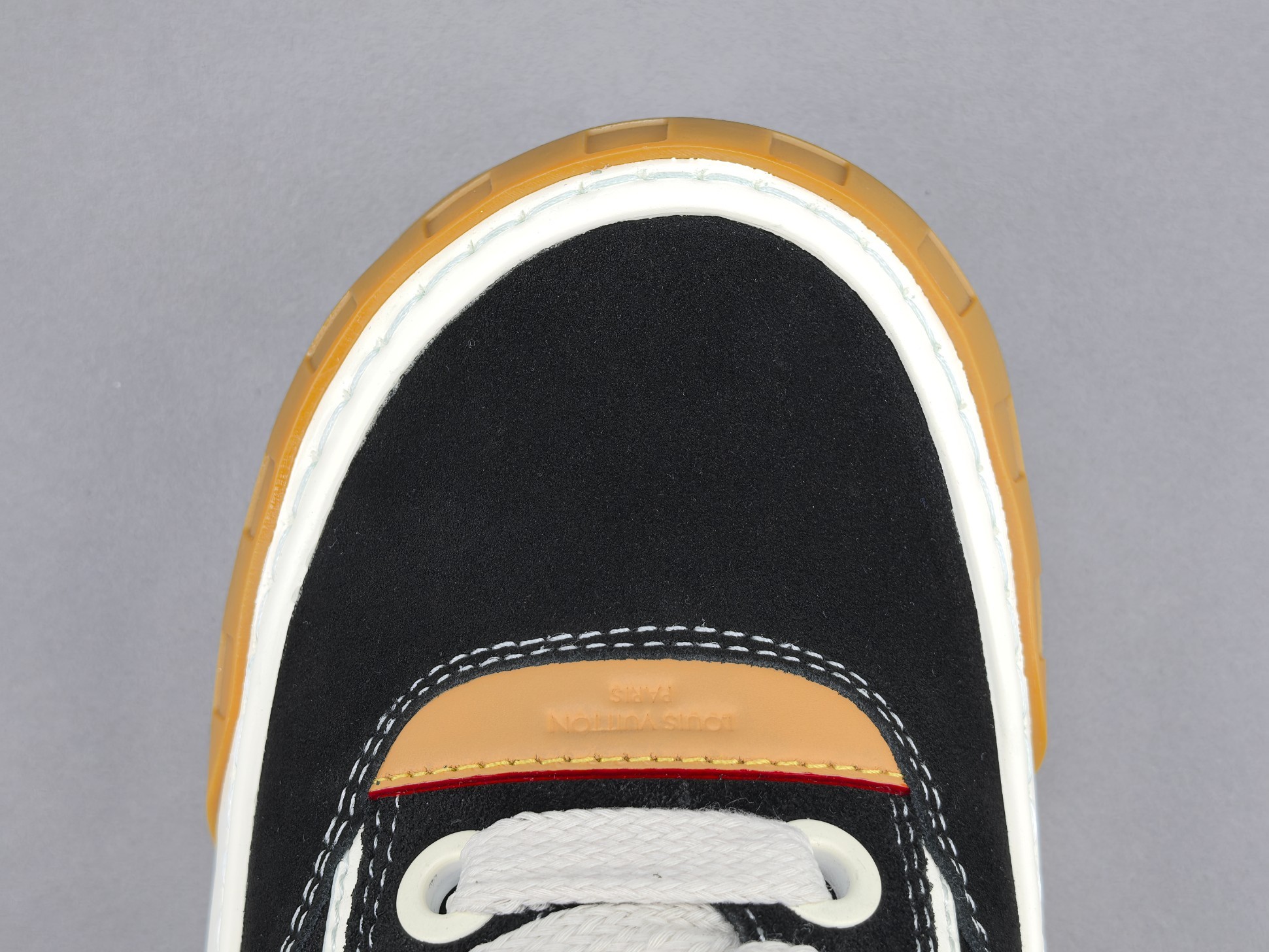 Louis Vuitton Tilted Men’s low-top skate sneakers crafted from suede calf leather, featuring a round toe and lace-up closure. Sizes: 39, 40, 41, 42, 43, 44, 45, 46 (Men’s) - Image 3