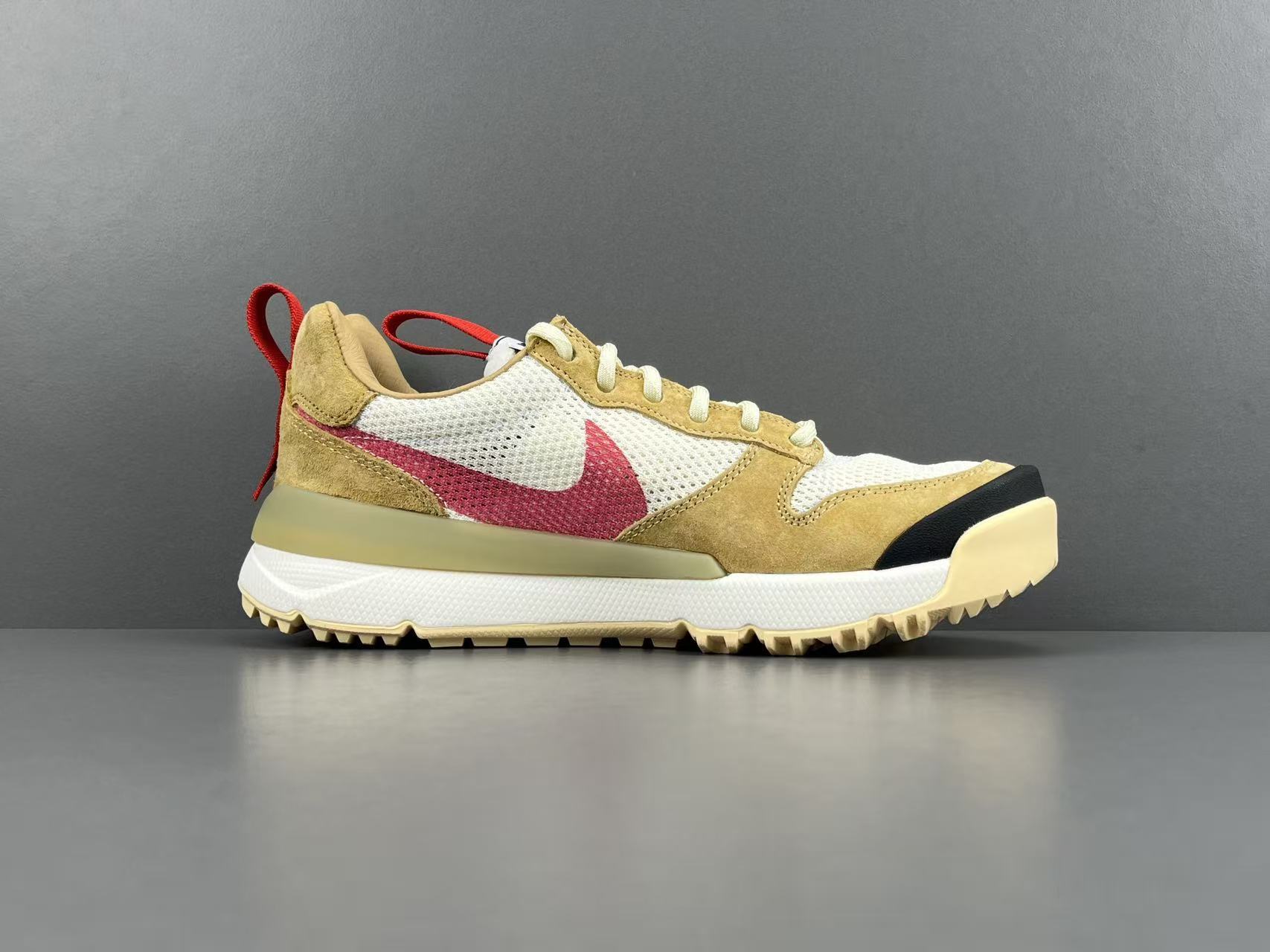 Nike x Tom Sachs Craft Mars Yard 3.0 Men’s low-top lifestyle sneakers in beige-brown, featuring comfortable, versatile wear, and slip-resistant, durable sole. Item number: IF2885-100.