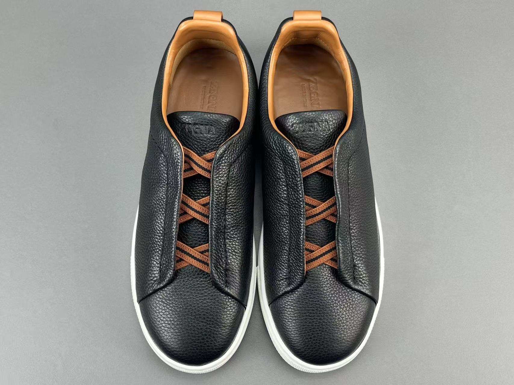 Ermenegildo Zegna Zegan Triple Stitch Men’s low-top sneakers made of leather, featuring a round toe and flat sole. Sizes: 39, 40, 41, 42, 43, 44, 45. - Image 16