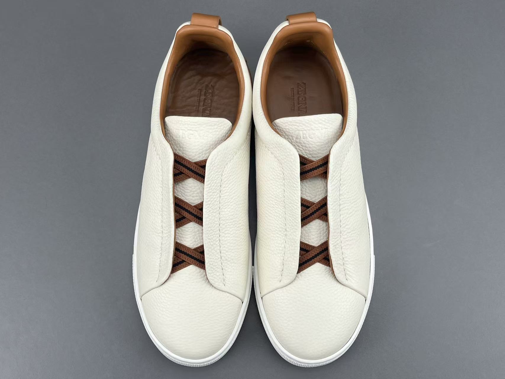 Ermenegildo Zegna Zegan Triple Stitch Men’s low-top sneakers made of leather, featuring a round toe and flat sole. Sizes: 39, 40, 41, 42, 43, 44, 45. - Image 14
