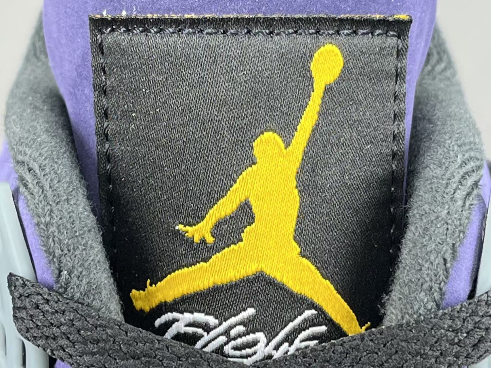 Nike Air Jordan 4 Retro "Lakeshow" Mid-top retro basketball sneakers in purple, featuring comfortable, versatile wear and durable construction, inspired by the Lakers colorway. Suitable for men and women (unisex). - Image 7