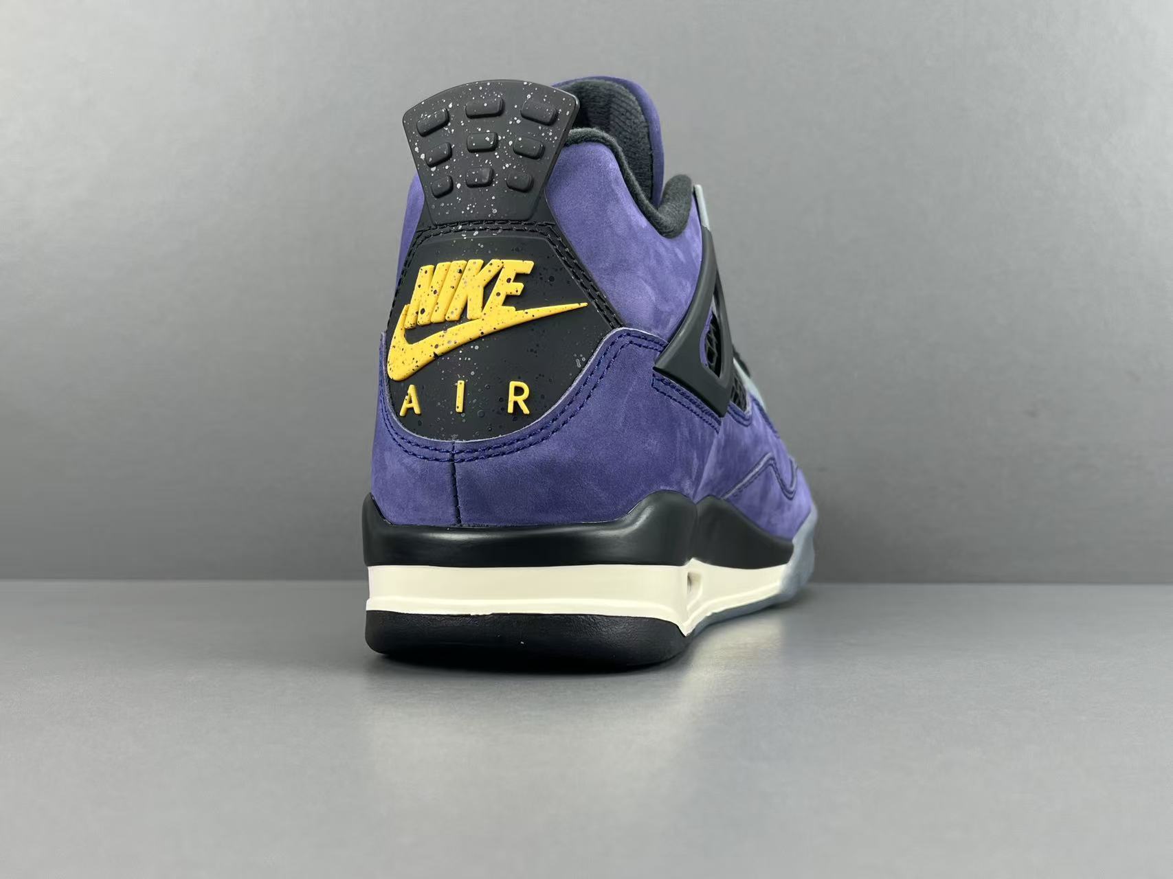 Nike Air Jordan 4 Retro "Lakeshow" Mid-top retro basketball sneakers in purple, featuring comfortable, versatile wear and durable construction, inspired by the Lakers colorway. Suitable for men and women (unisex). - Image 10