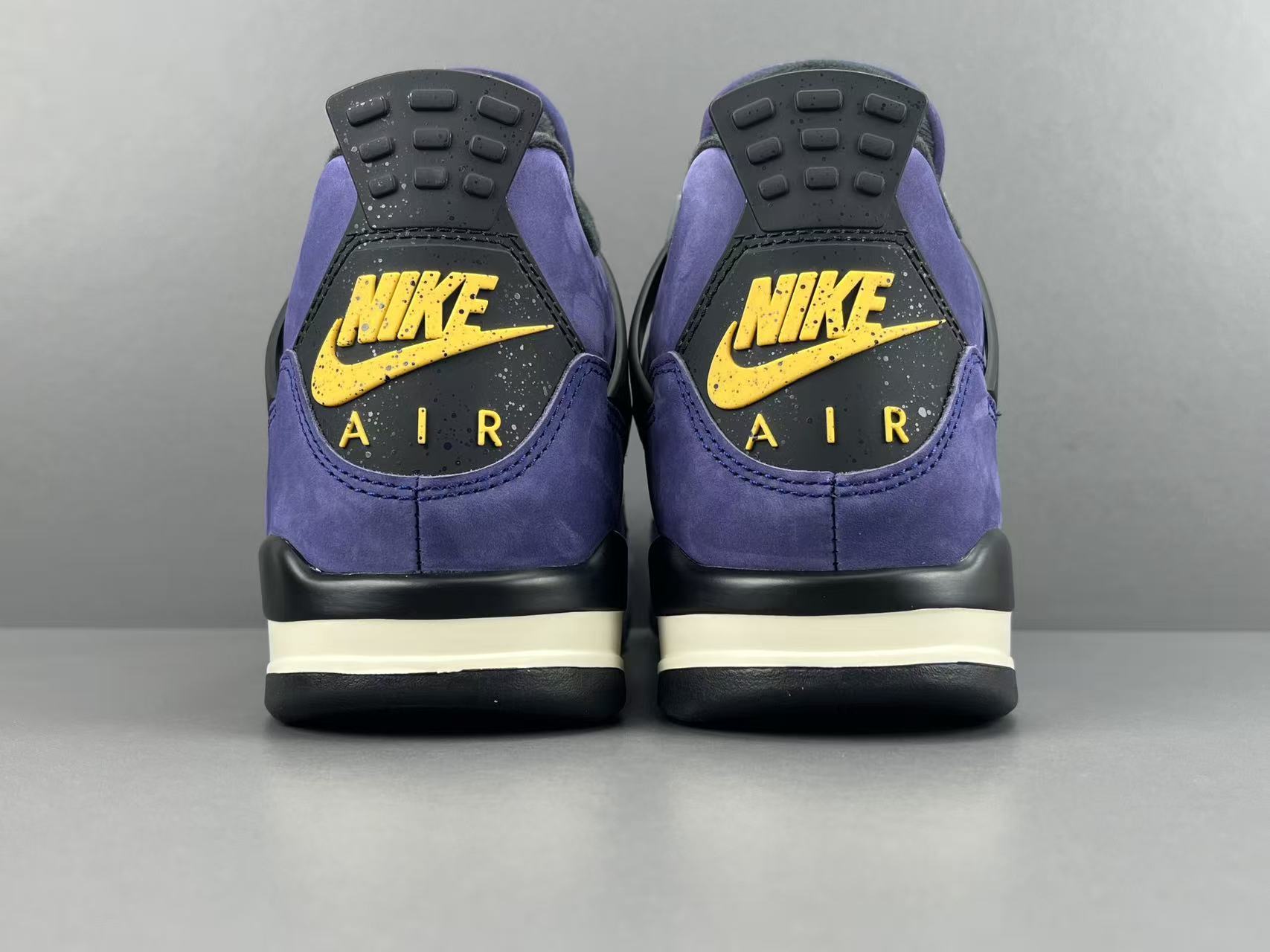 Nike Air Jordan 4 Retro "Lakeshow" Mid-top retro basketball sneakers in purple, featuring comfortable, versatile wear and durable construction, inspired by the Lakers colorway. Suitable for men and women (unisex). - Image 11