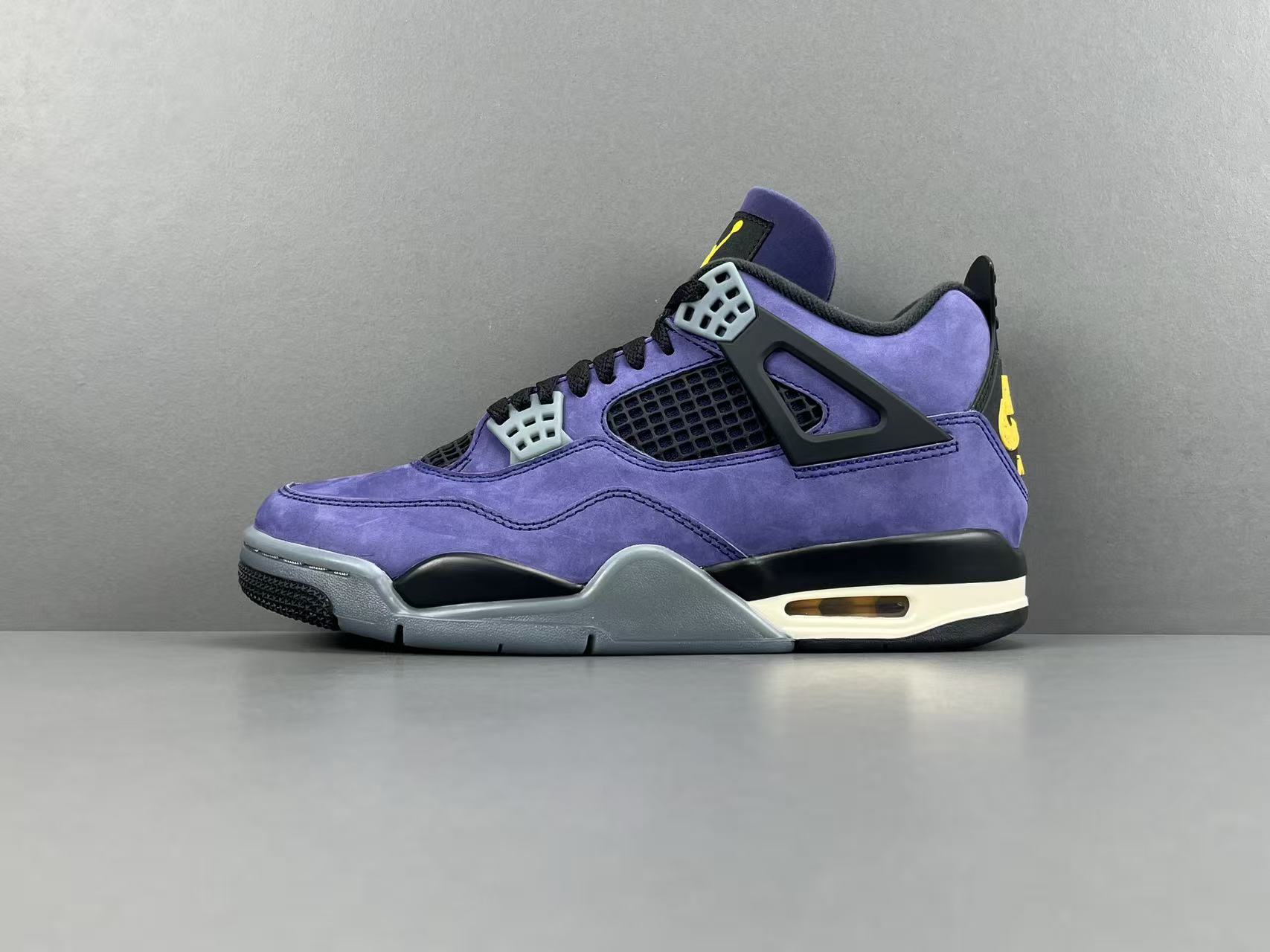 Nike Air Jordan 4 Retro "Lakeshow" Mid-top retro basketball sneakers in purple, featuring comfortable, versatile wear and durable construction, inspired by the Lakers colorway. Suitable for men and women (unisex). - Image 12