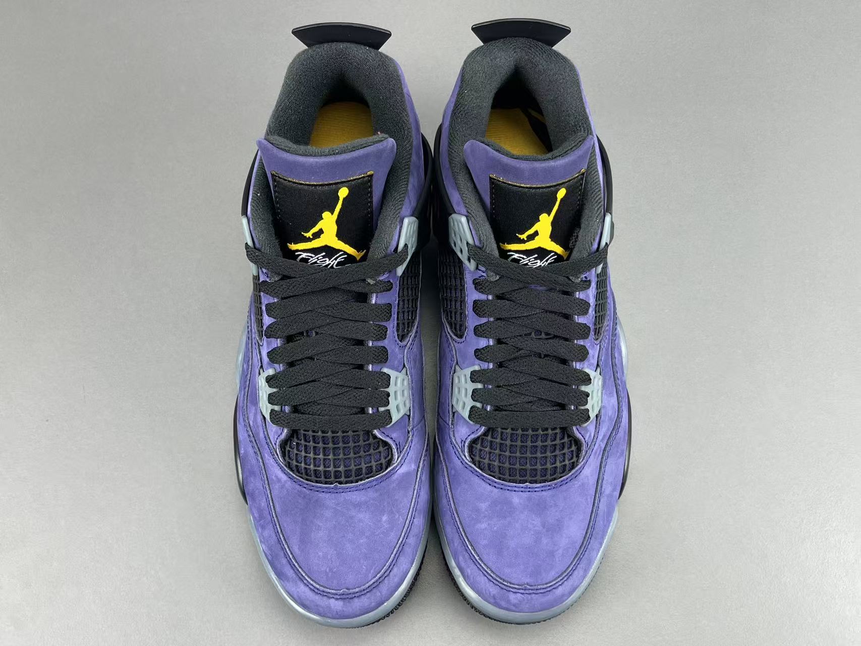 Nike Air Jordan 4 Retro "Lakeshow" Mid-top retro basketball sneakers in purple, featuring comfortable, versatile wear and durable construction, inspired by the Lakers colorway. Suitable for men and women (unisex). - Image 14