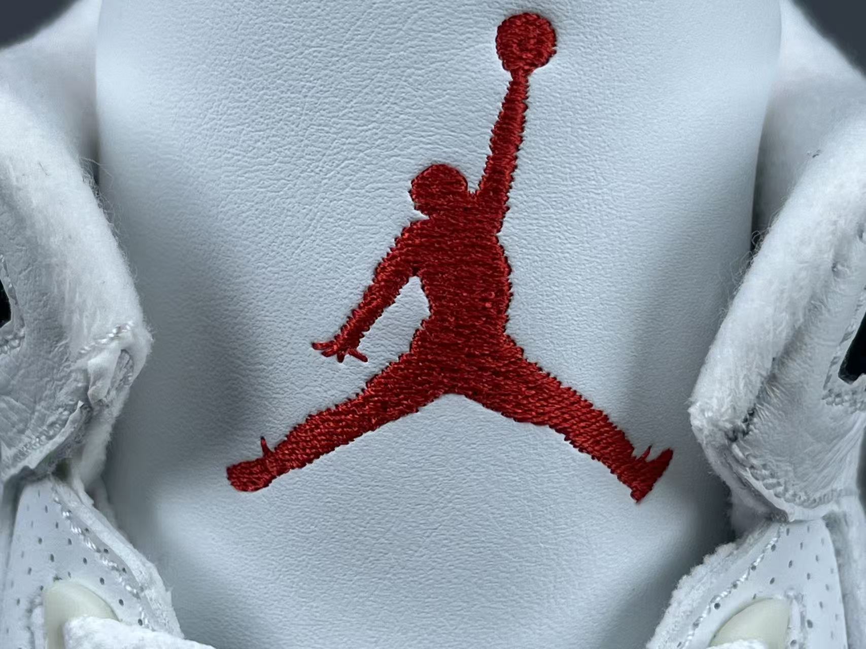 Nike Jordan Air Jordan 3 White Cement Reimagined Men’s mid-top retro basketball sneakers in white and grey, featuring leather construction, distressed “White Cement” styling, trendy design, precise detailing, cushioning, slip-resistant, and durable sole. 2023 Edition - Image 9