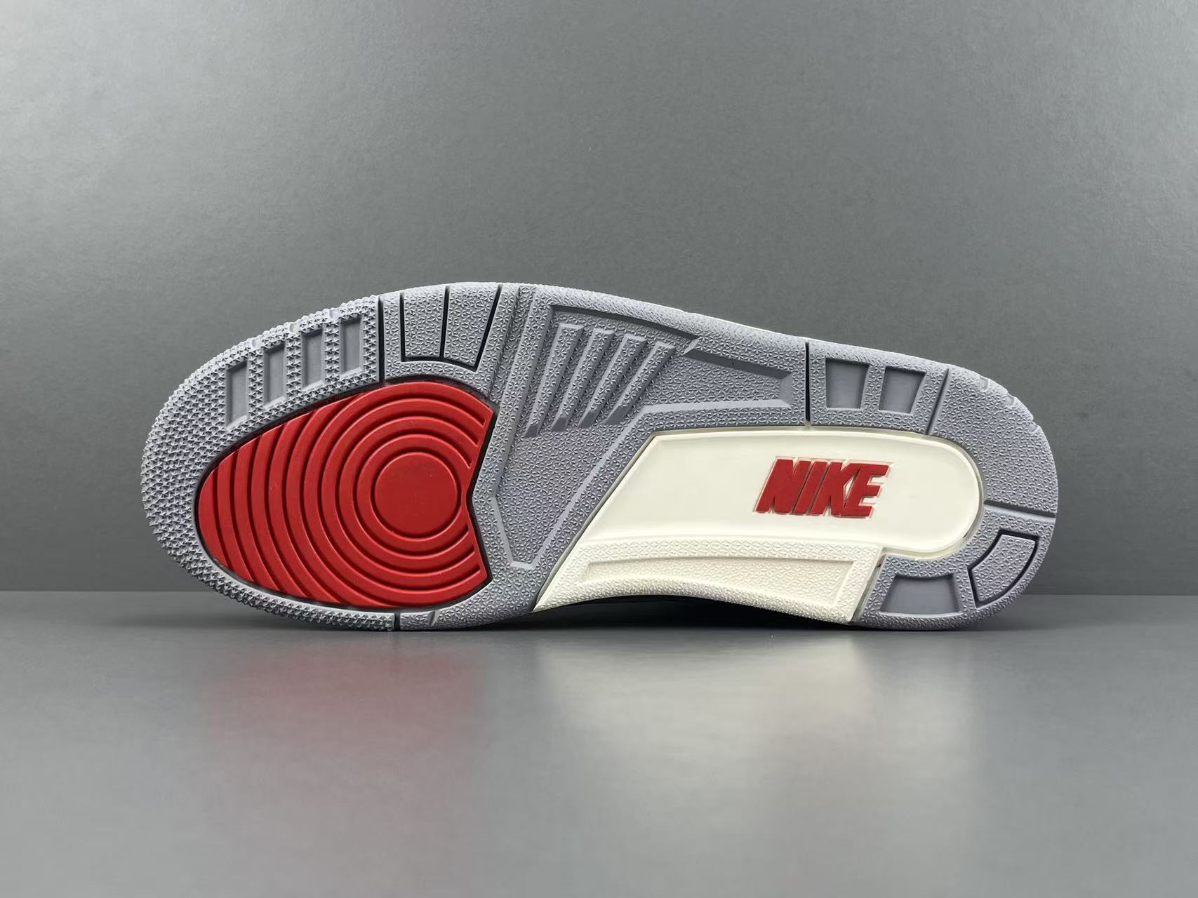 Nike Jordan Air Jordan 3 White Cement Reimagined Men’s mid-top retro basketball sneakers in white and grey, featuring leather construction, distressed “White Cement” styling, trendy design, precise detailing, cushioning, slip-resistant, and durable sole. 2023 Edition - Image 14