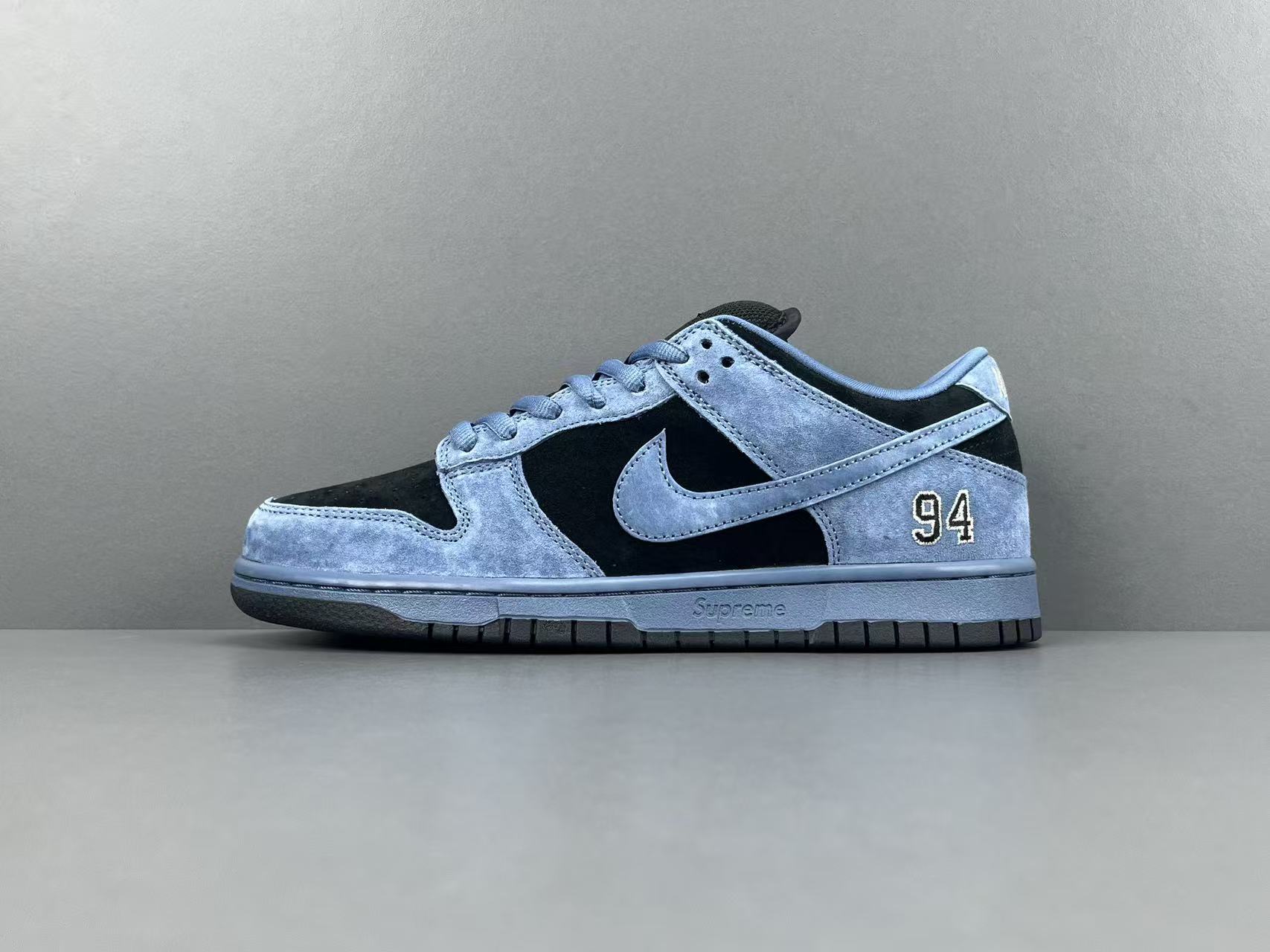 Nike x Supreme Dunk SB Low Low-top skate sneakers in black and blue, featuring soft and comfortable wear and a slip-resistant, durable sole. Suitable for men and women (unisex). - Image 11