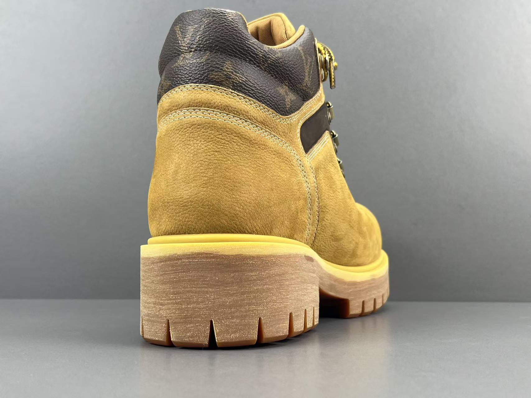 Louis Vuitton REMIX Men’s mid-top outdoor boots in brown, crafted from suede calf leather, featuring letter and floral lace-up design and ankle-high silhouette. - Image 10