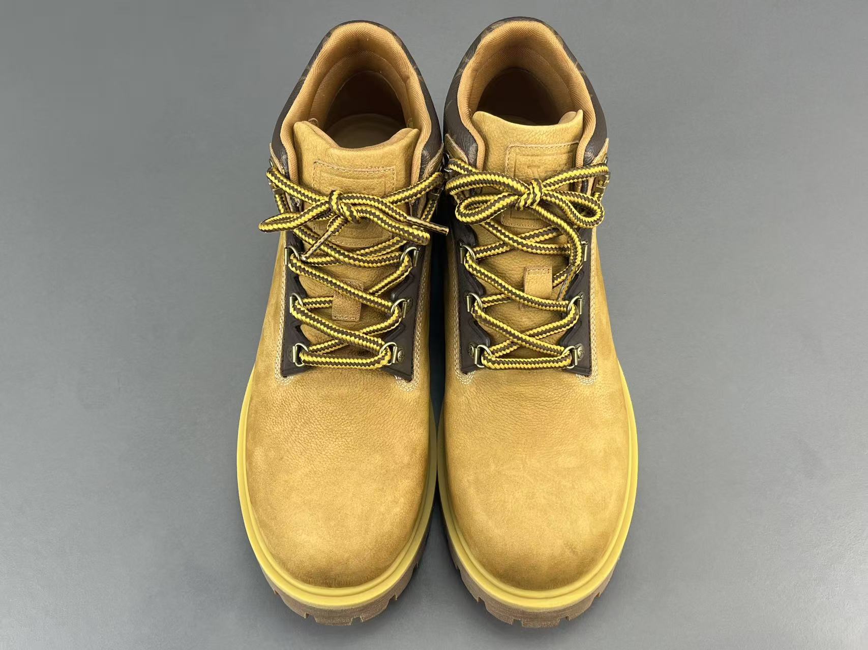 Louis Vuitton REMIX Men’s mid-top outdoor boots in brown, crafted from suede calf leather, featuring letter and floral lace-up design and ankle-high silhouette. - Image 14