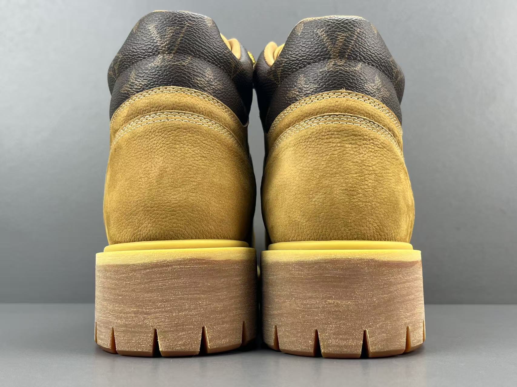 Louis Vuitton REMIX Men’s mid-top outdoor boots in brown, crafted from suede calf leather, featuring letter and floral lace-up design and ankle-high silhouette. - Image 15