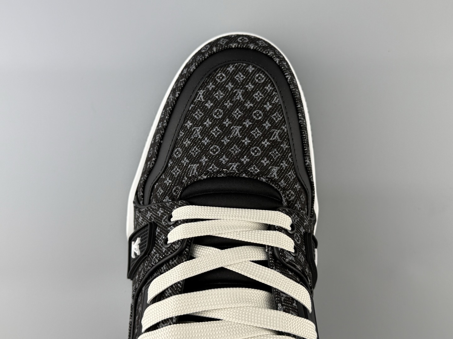 LOUIS VUITTON 2026 latest colorway Trainer, featuring an all-denim and suede construction, floral details, handwritten-style branding, round toe, lace-up closure, and low-top sneaker design - Image 7