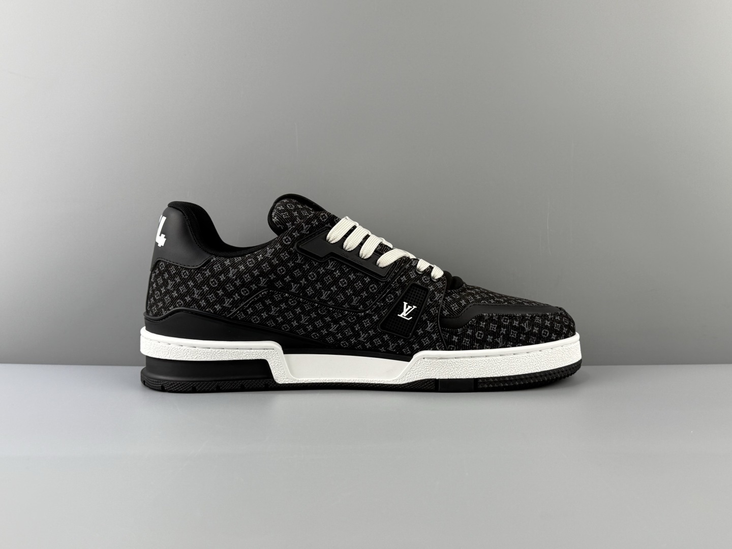 LOUIS VUITTON 2026 latest colorway Trainer, featuring an all-denim and suede construction, floral details, handwritten-style branding, round toe, lace-up closure, and low-top sneaker design - Image 10