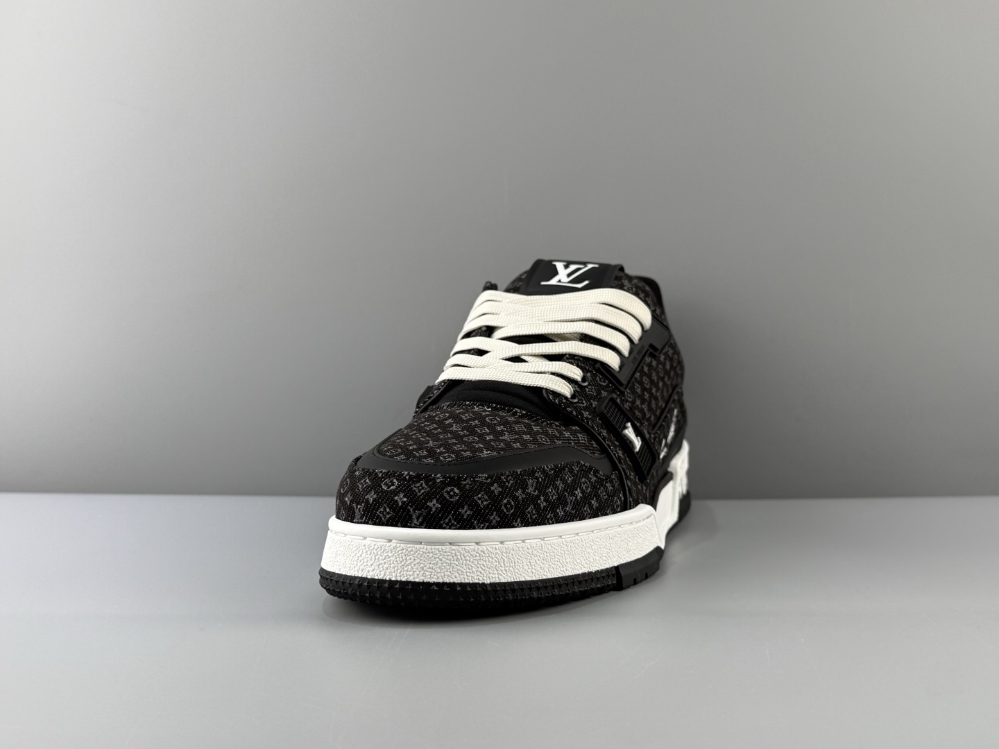 LOUIS VUITTON 2026 latest colorway Trainer, featuring an all-denim and suede construction, floral details, handwritten-style branding, round toe, lace-up closure, and low-top sneaker design - Image 11